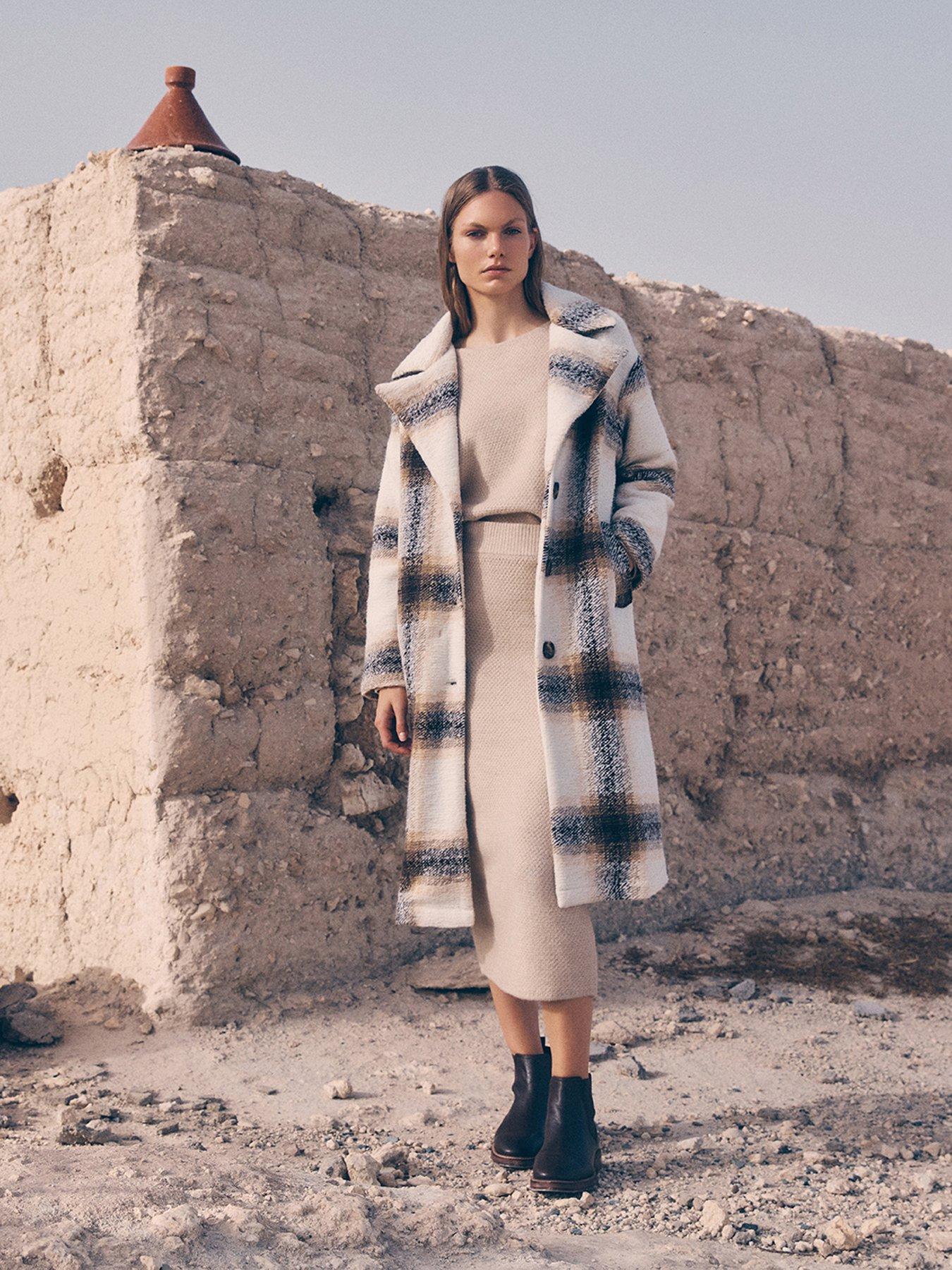 Image 5 of 5 of Apricot Large Scale Check Oversized Coat