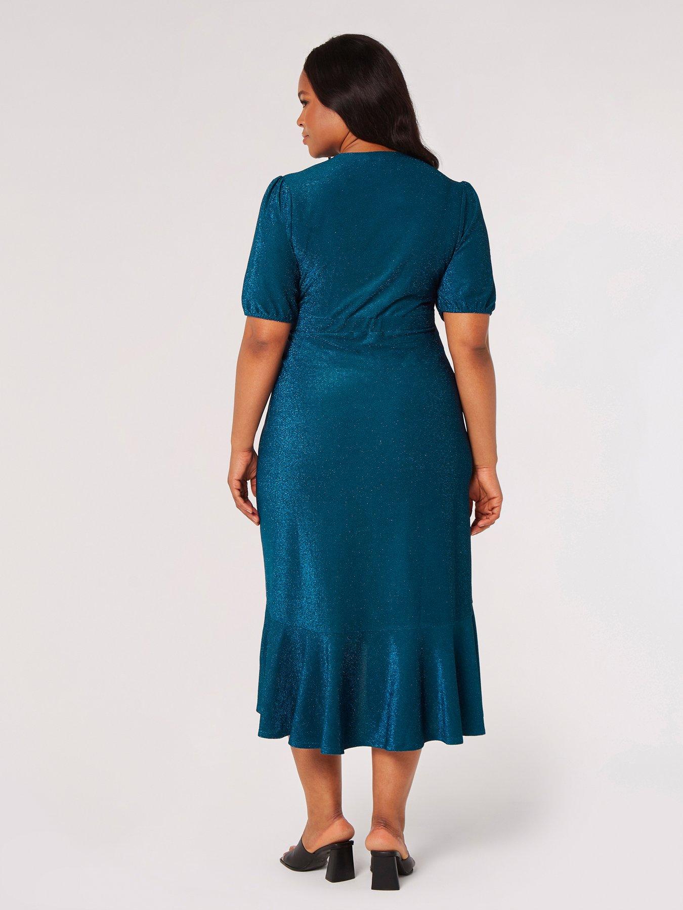 Image 2 of 4 of Apricot Sparkle Ruffle Wrap Dress