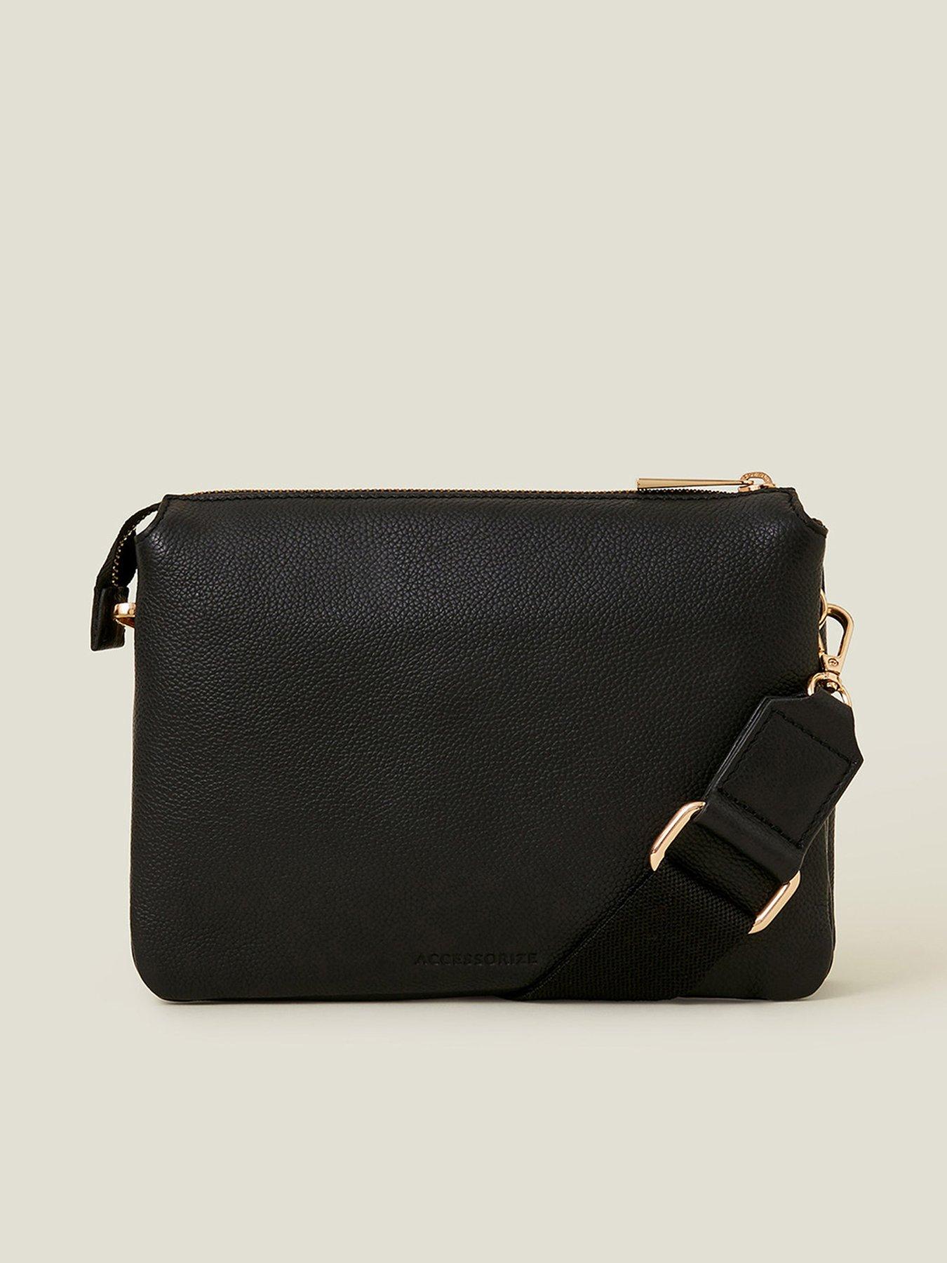 Image 1 of 5 of Accessorize Leather Double Pouch Cross Body