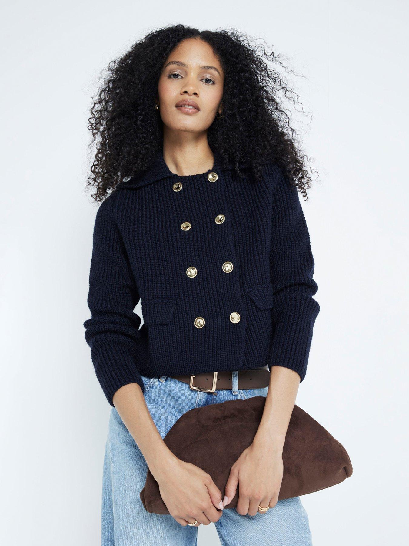 undefined Double Breasted Cardigan - Navy