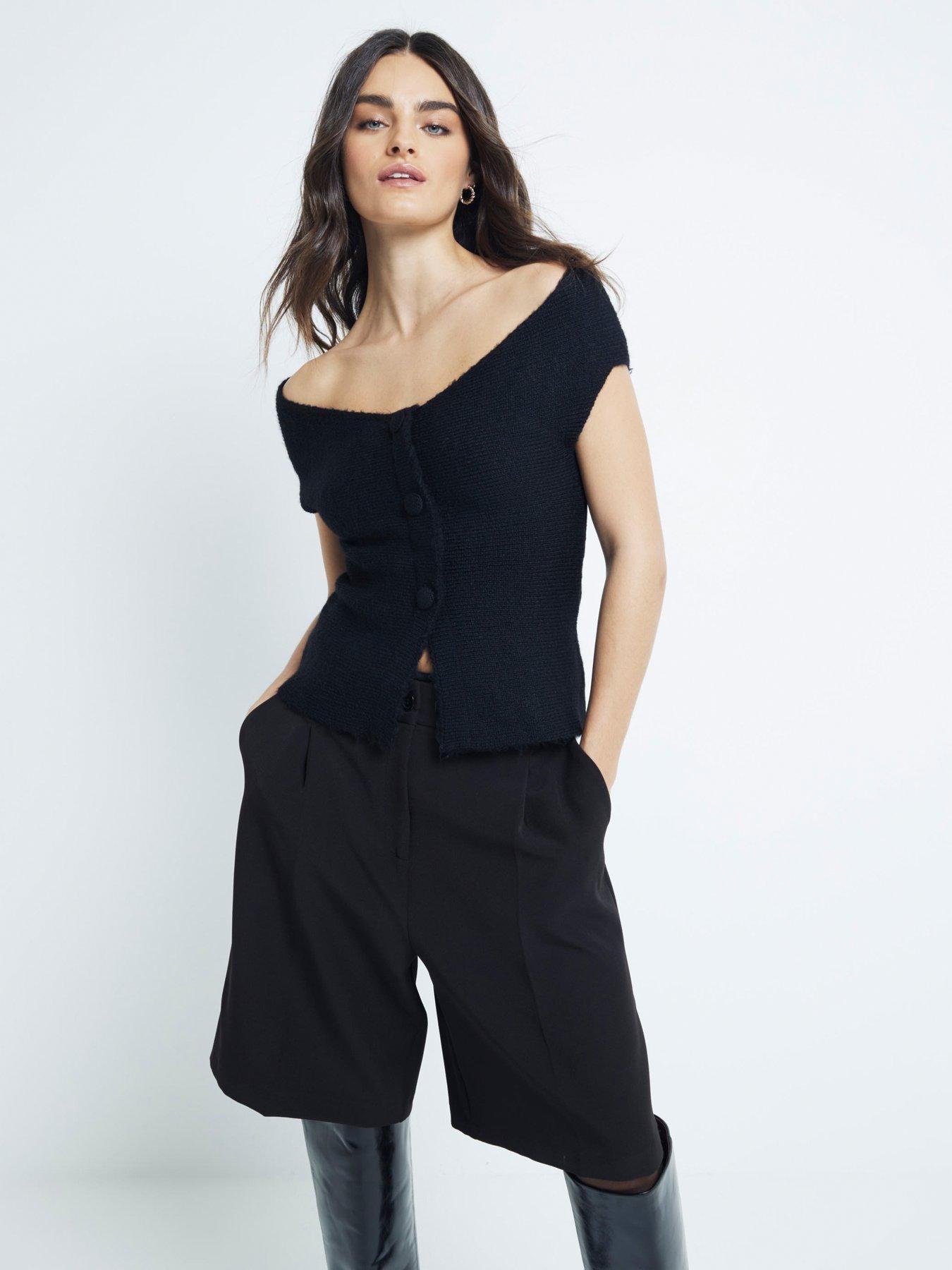 undefined Off Shoulder Bandeau Top - Black