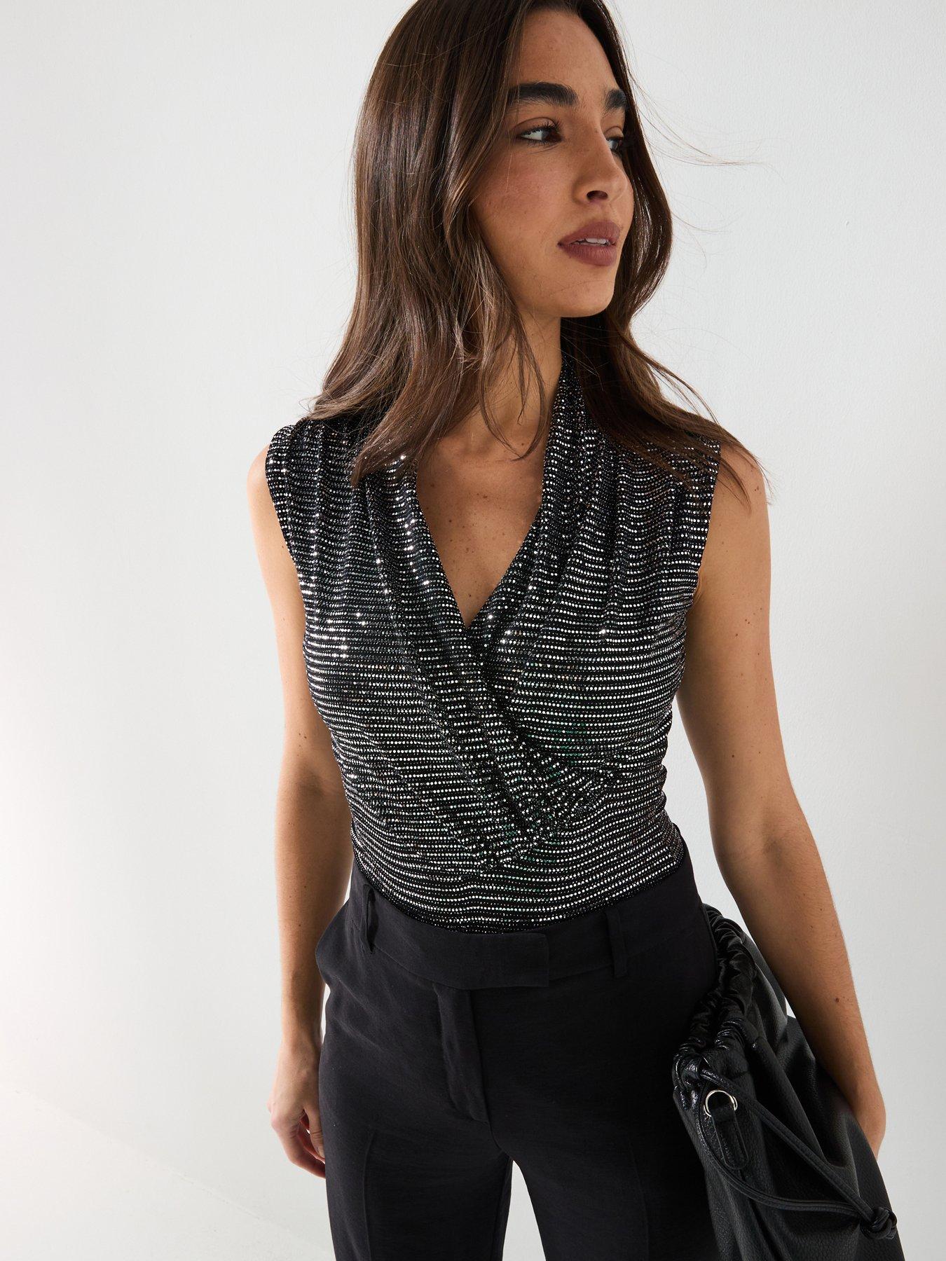 River Island Wrap Metallic Foil Body - Silver