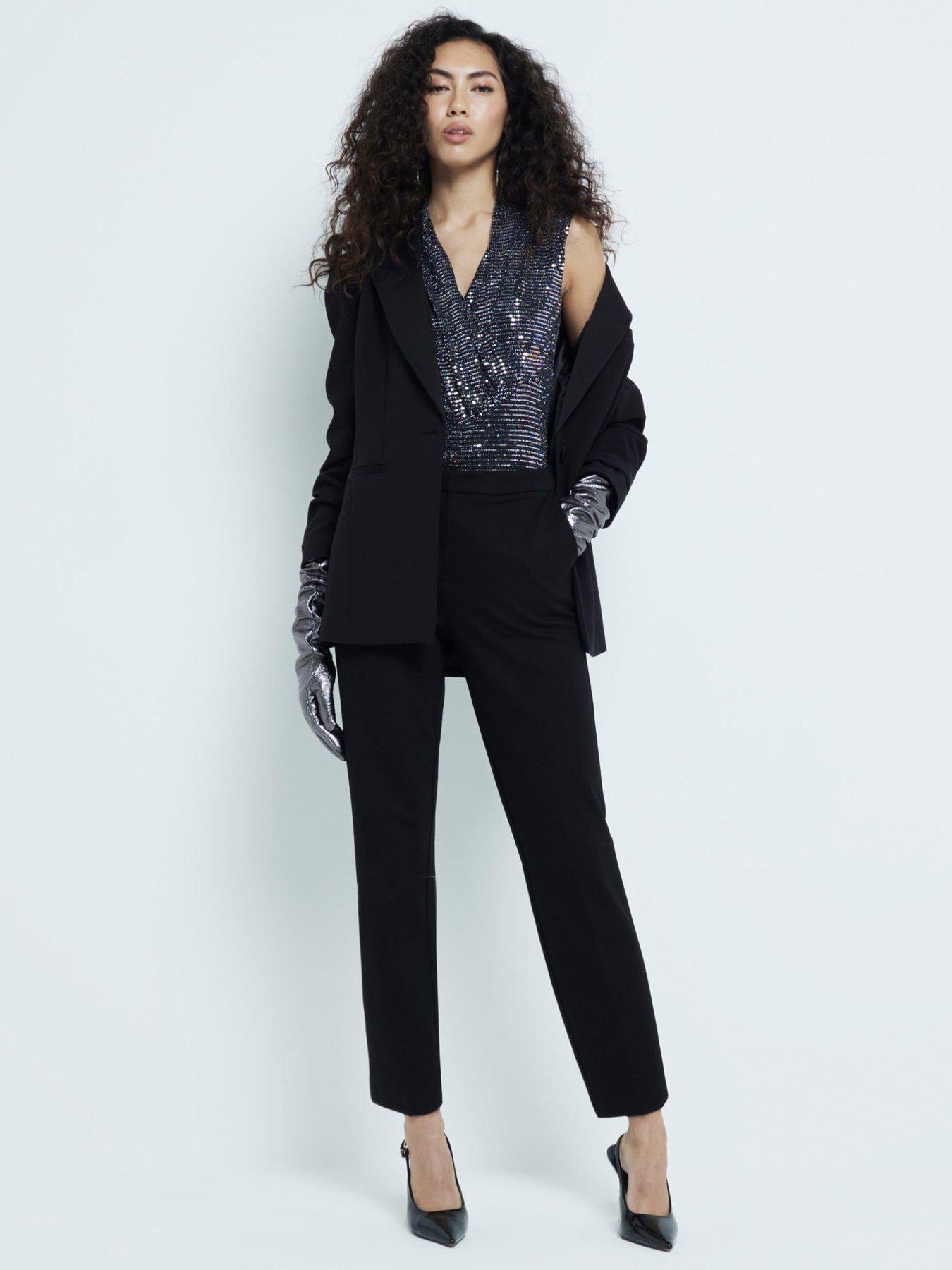 Image 2 of 4 of River Island Wrap Metallic Foil Body - Silver