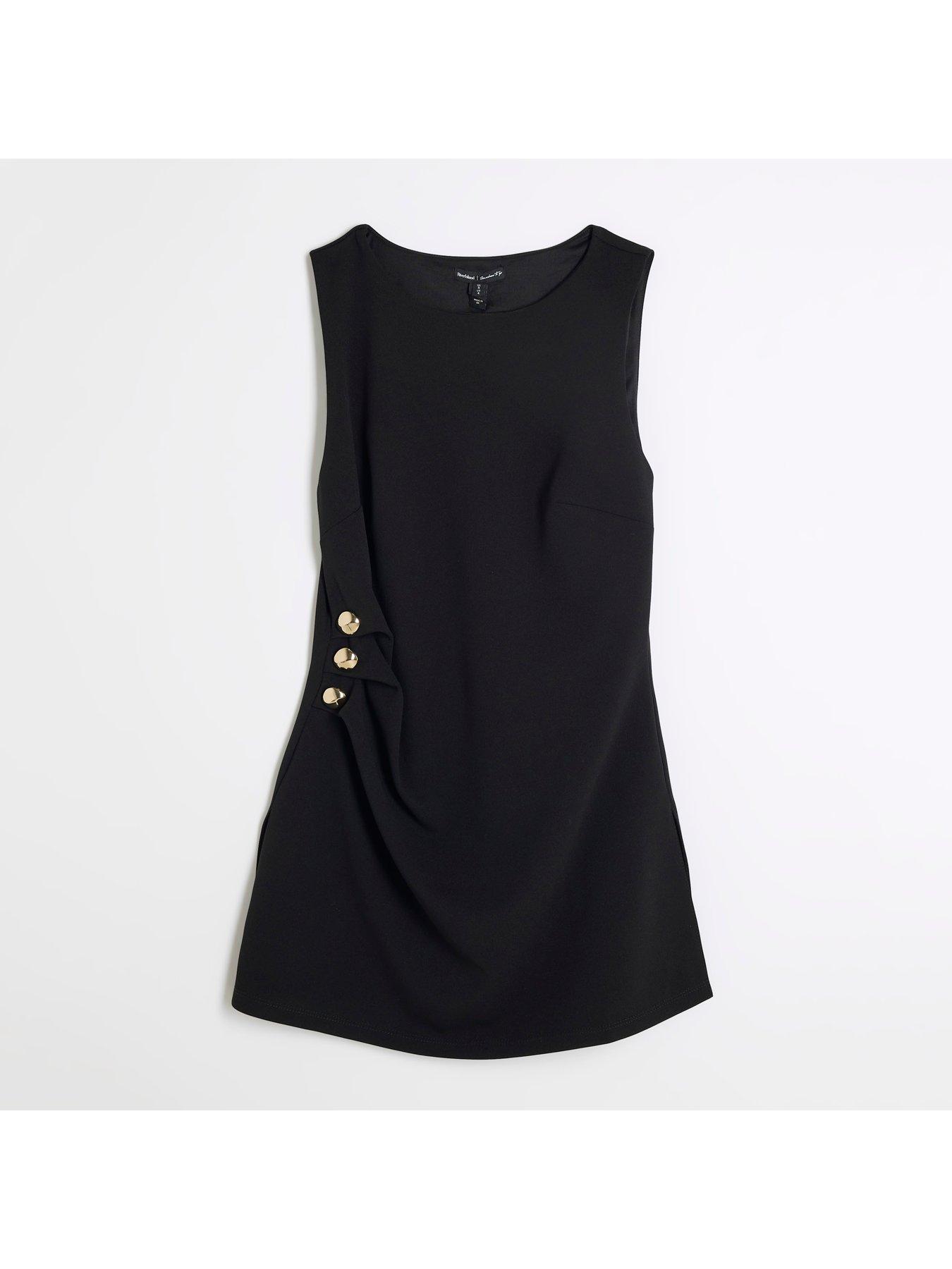 Image 5 of 5 of River Island Longline Tunic With Buttons - Black