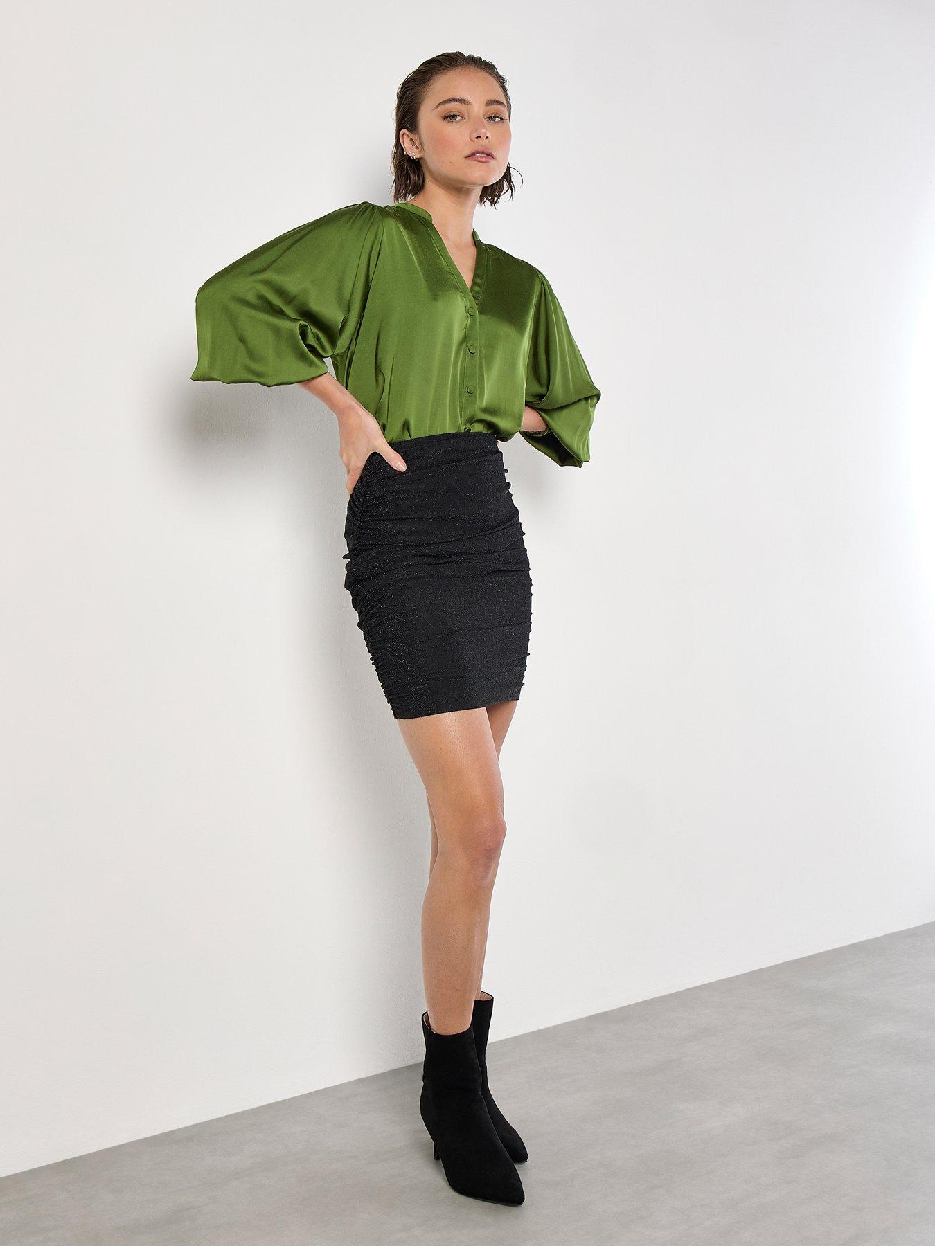 Image 3 of 4 of Apricot Ruched Side Mini Skirt