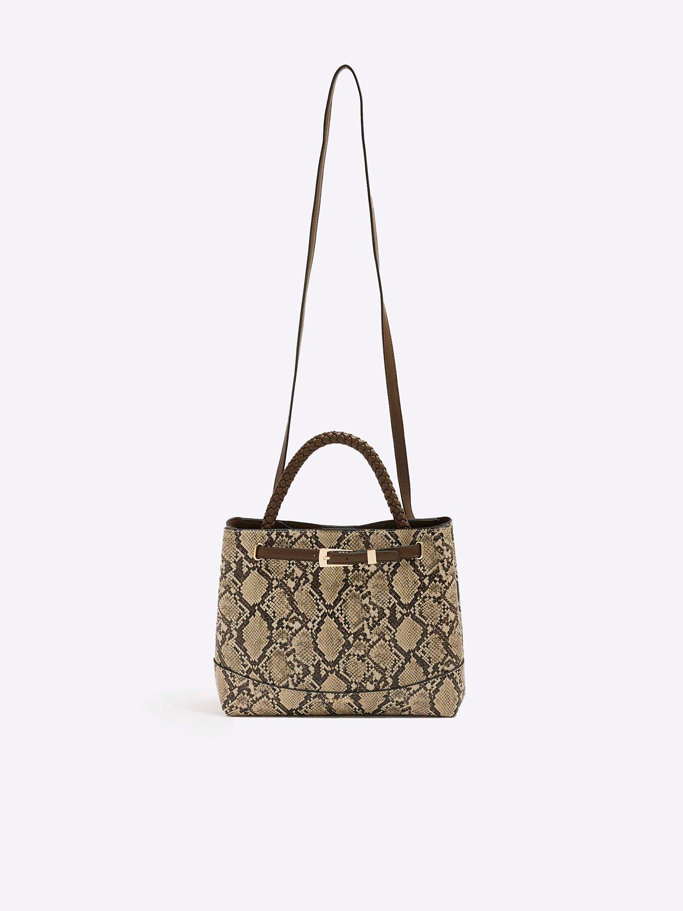 undefined Medium Snake Buckle Tote Bag - Light Beige