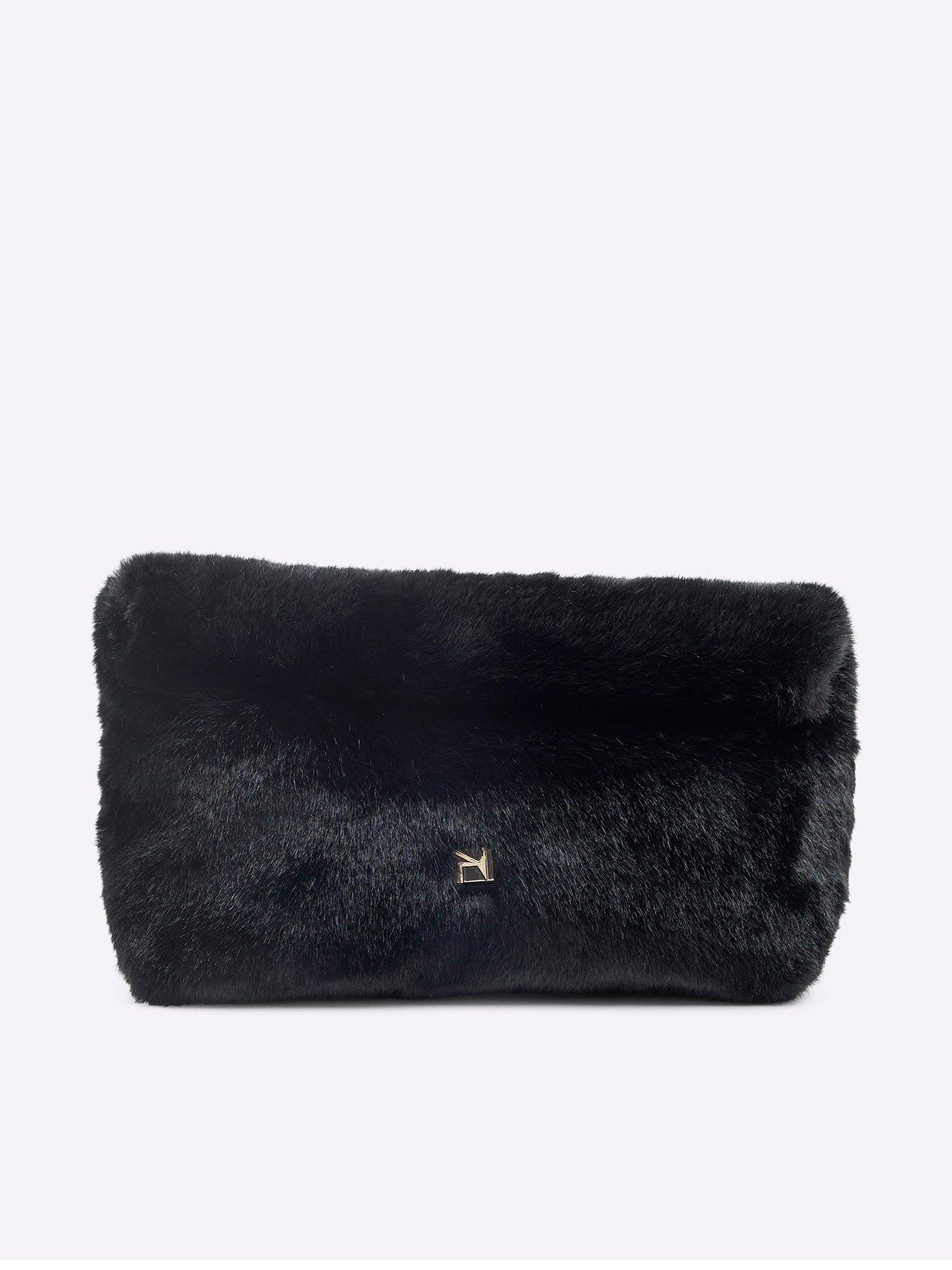 River Island Fur Clutch Bag Black Very