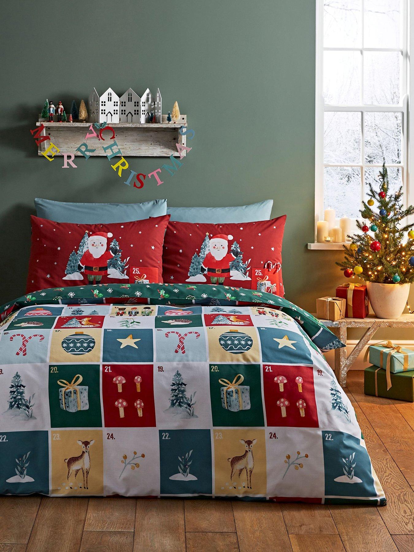 Product photograph of Catherine Lansfield Christmas Advent Calendar Duvet Cover Set from very.co.uk