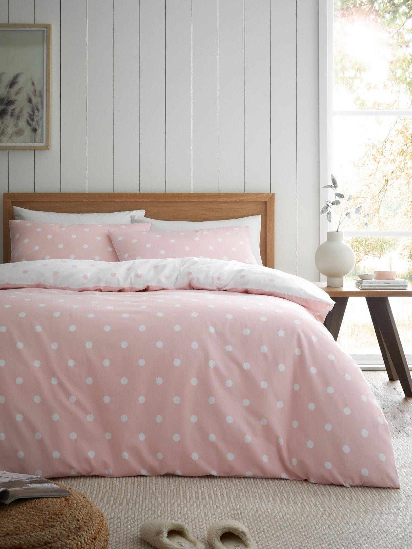 Catherine Lansfield Polka Dot 100% Brushed Cotton Duvet Set