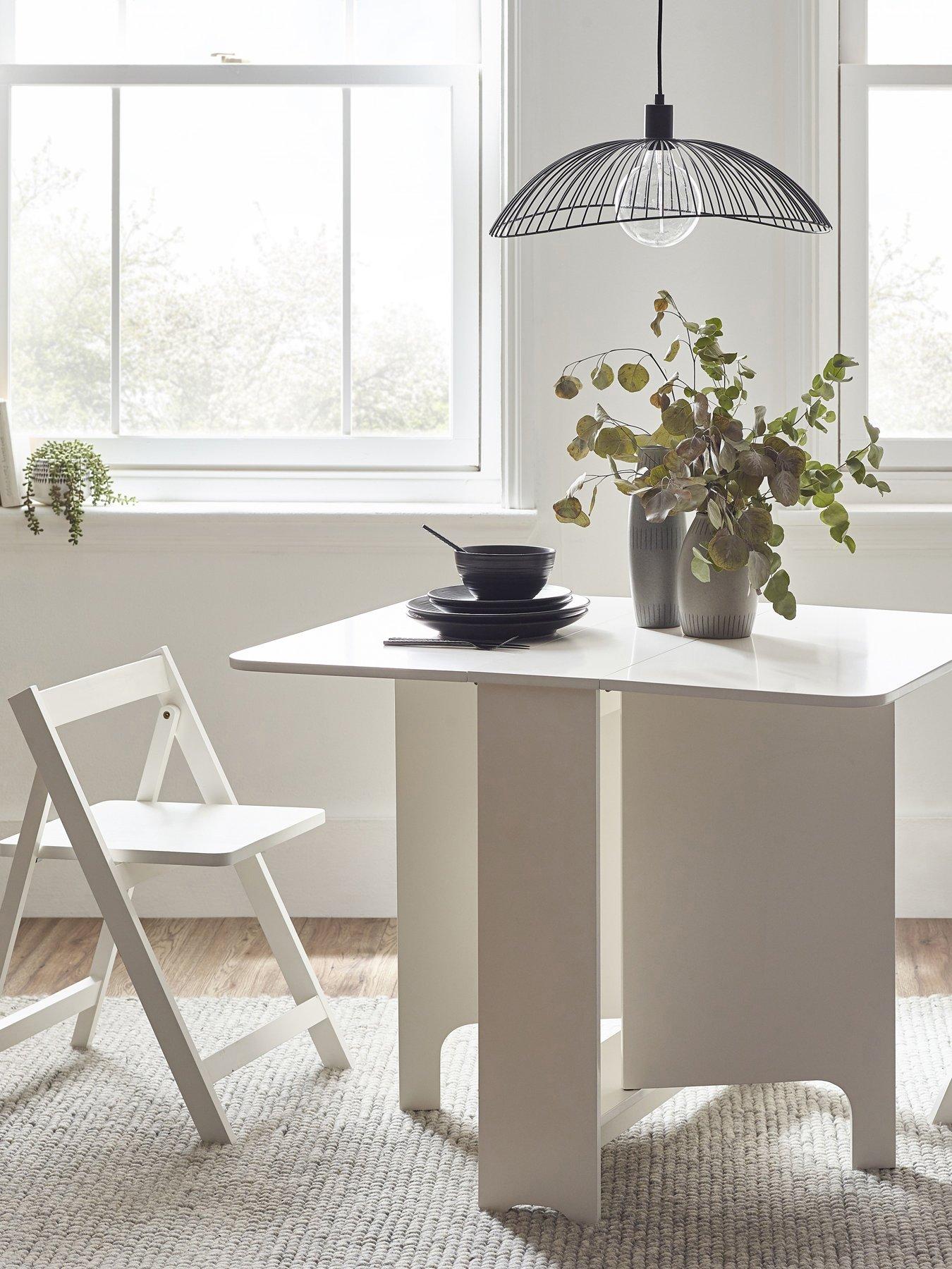 Product photograph of Julian Bowen Gatan Small Gateleg Dining Table With 2 Chairs - White from very.co.uk