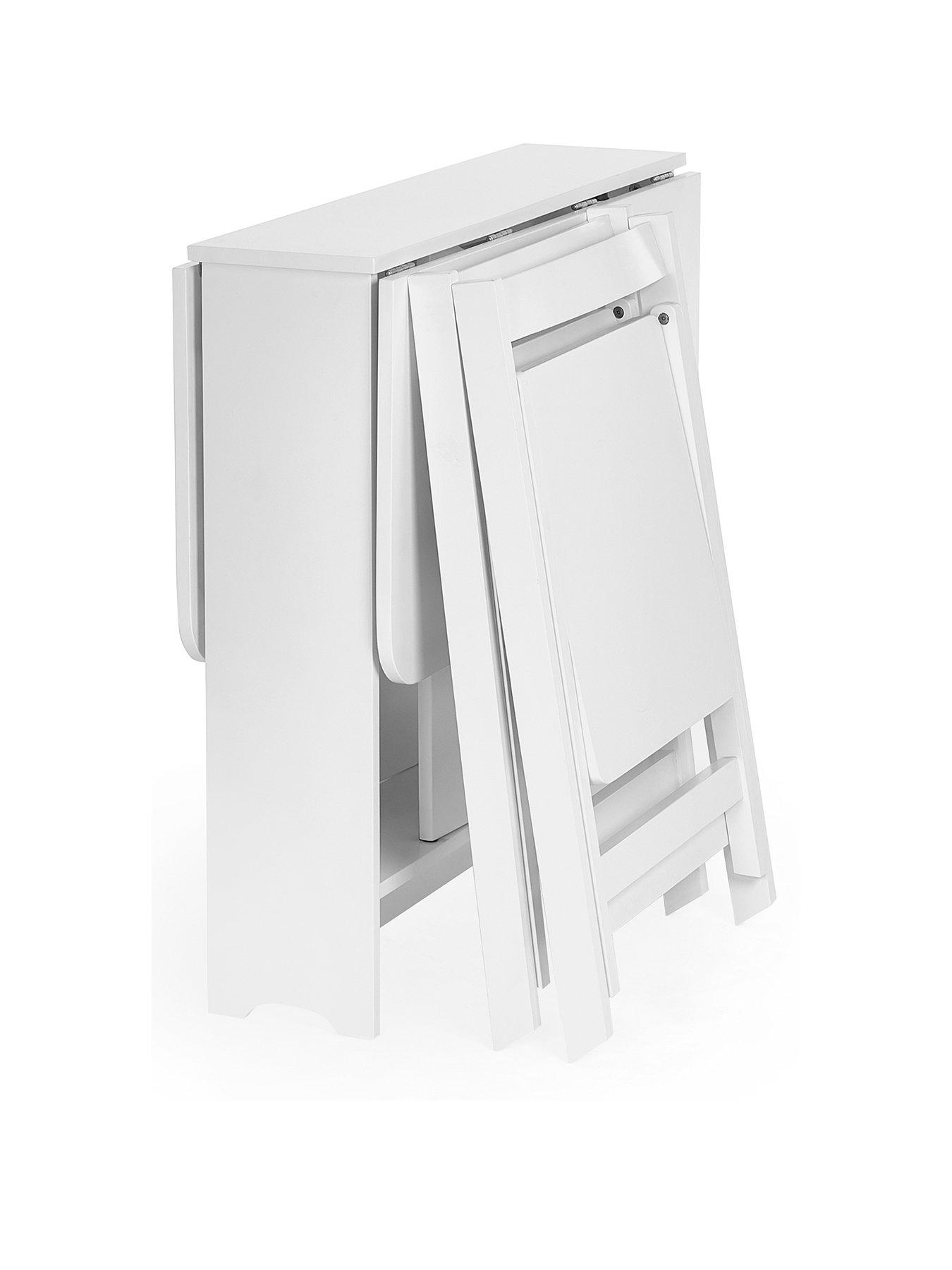 Image 2 of 6 of Julian Bowen Gatan Small Gateleg Dining Table With 2 Chairs - White
