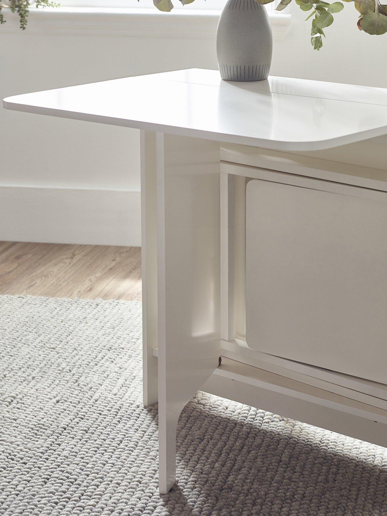 Image 5 of 6 of Julian Bowen Gatan Small Gateleg Dining Table With 2 Chairs - White