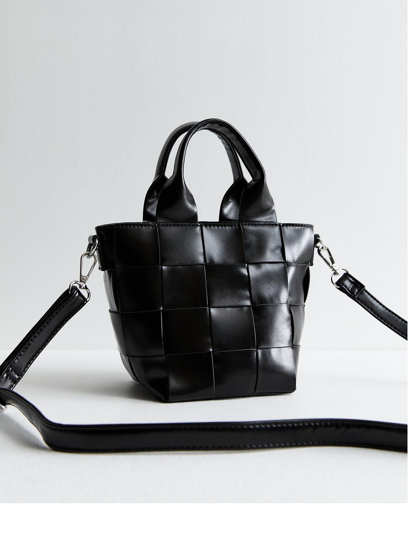 undefined Black Weave Crossbody Grab Bag