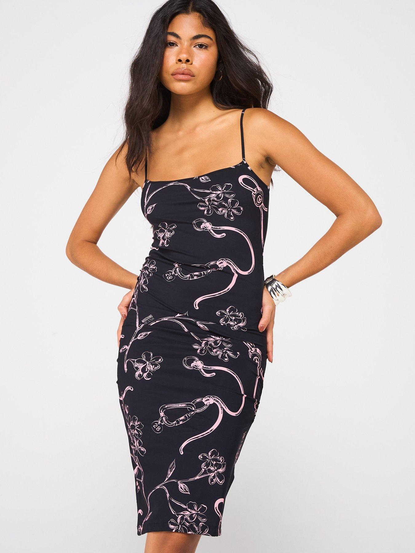 undefined Mesh Mini Printed Cami Dress - Black