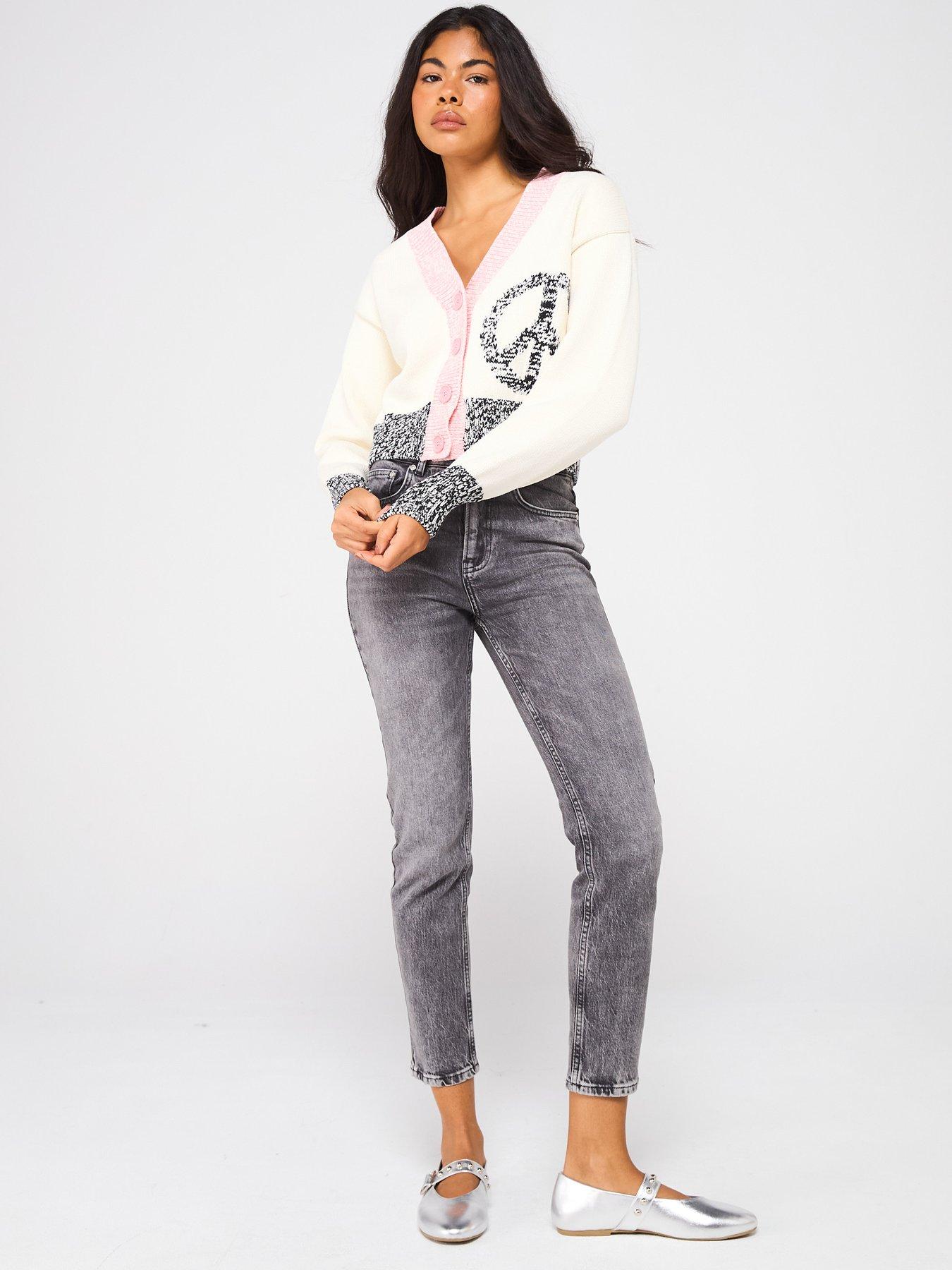Image 3 of 4 of Moschino Jeans Chunky Knitted Cardigan - White