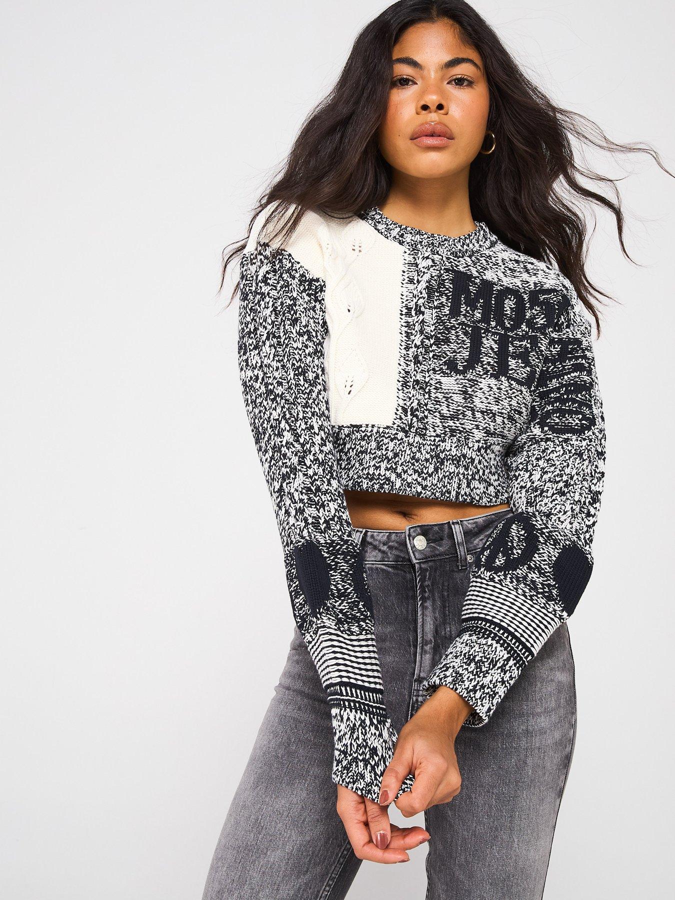 undefined Logo Cropped Knitted Jumper - White