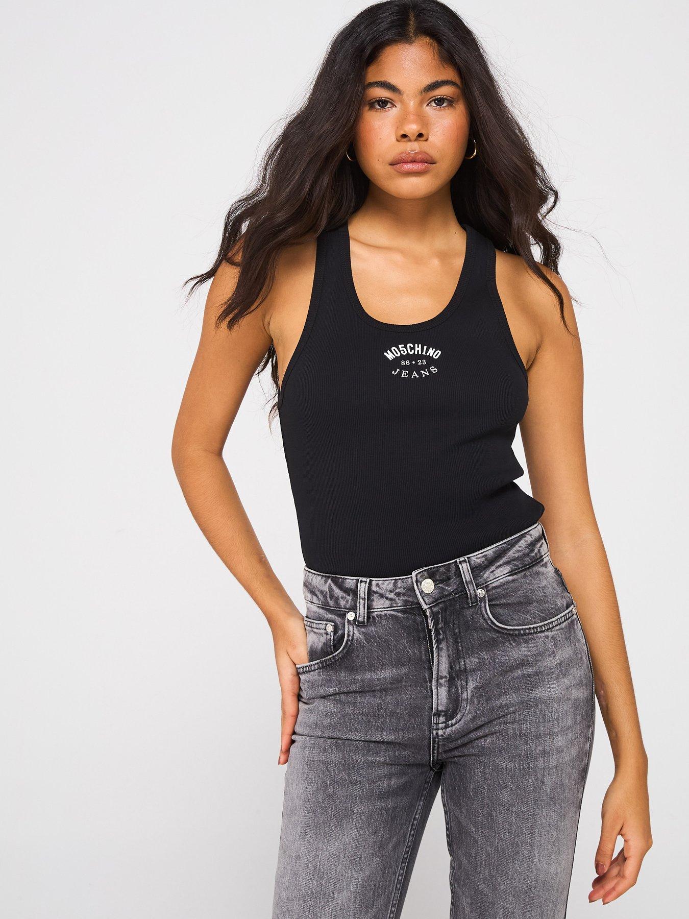 undefined Logo Vest Top - Black