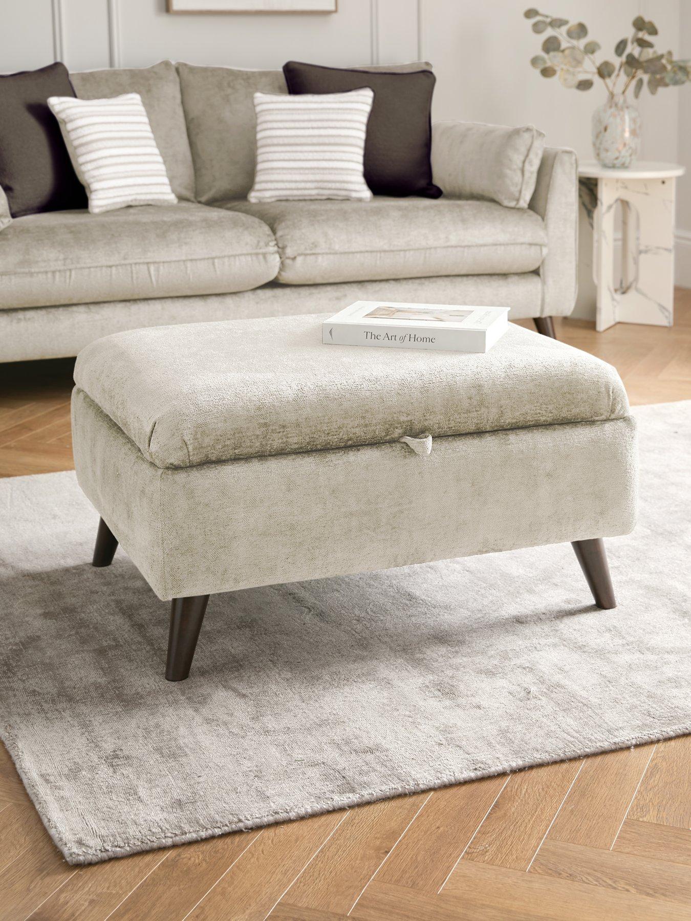 The Very Collection Sanremo Fabric Storage Footstool - Made in the UK