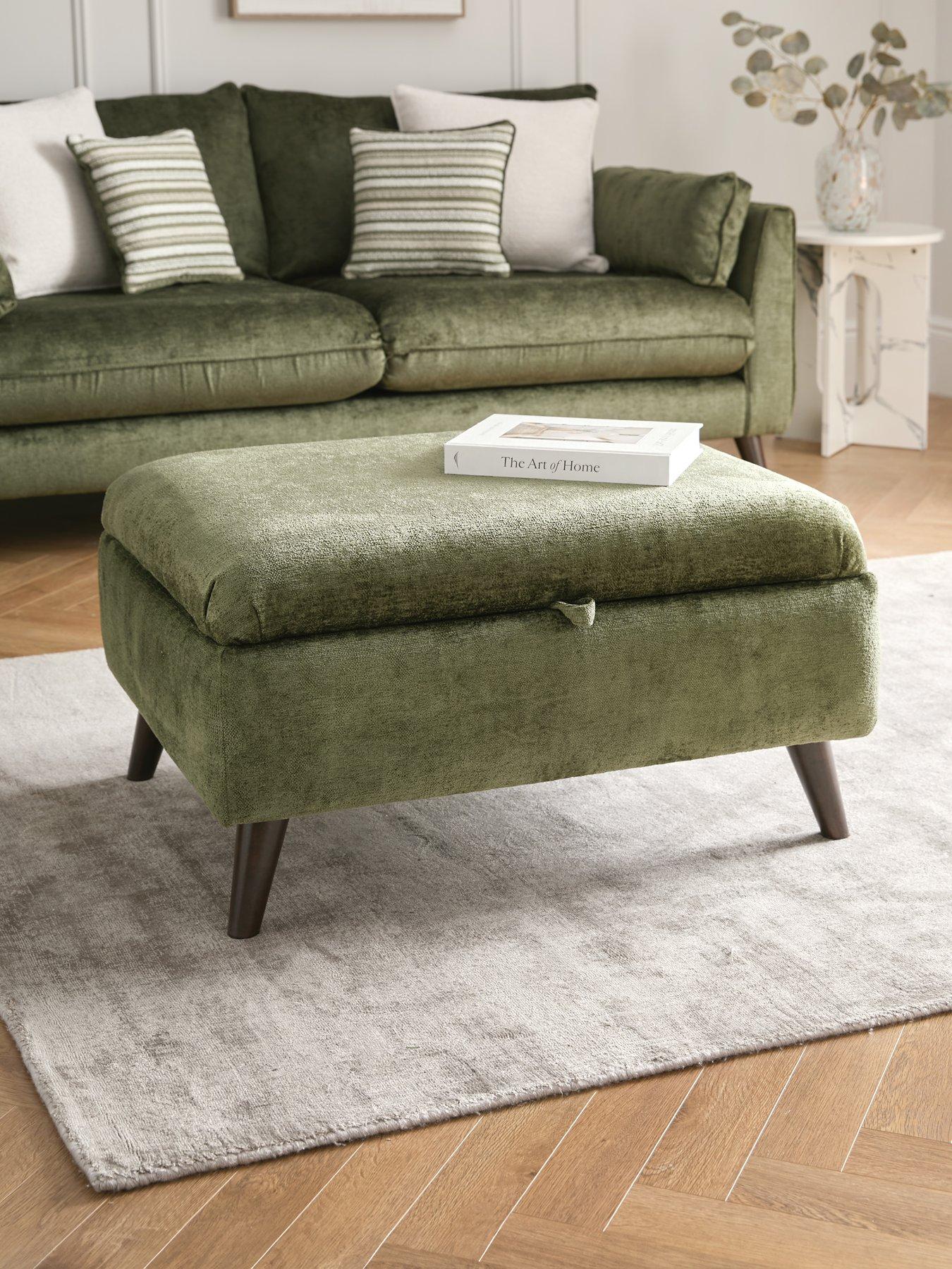 The Very Collection Sanremo Fabric Storage Footstool - Made in the UK