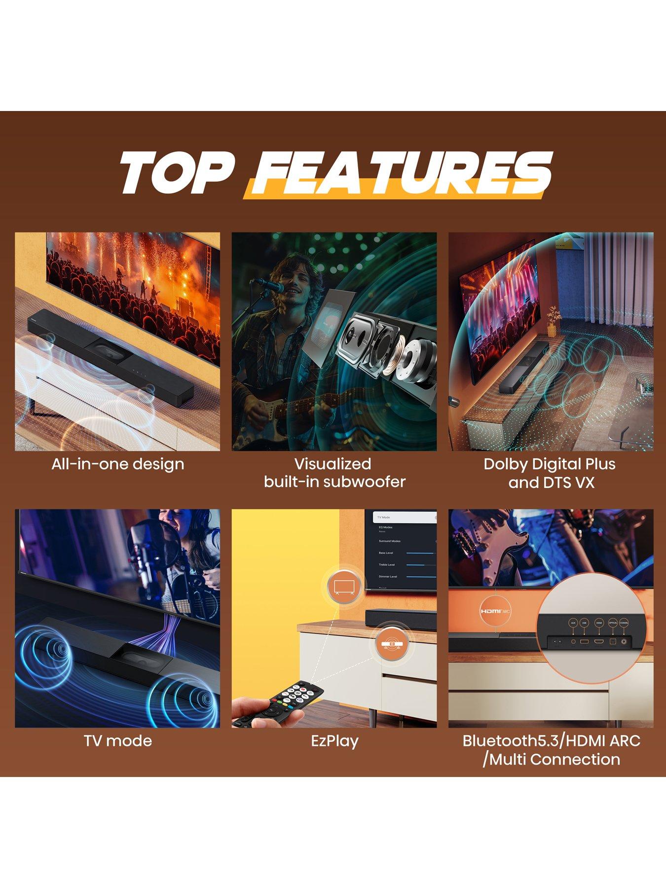 Image 4 of 7 of Hisense HS2000 240W 2.1Ch All-in-one Soundbar with DTS Virtual X and Dolby Digital