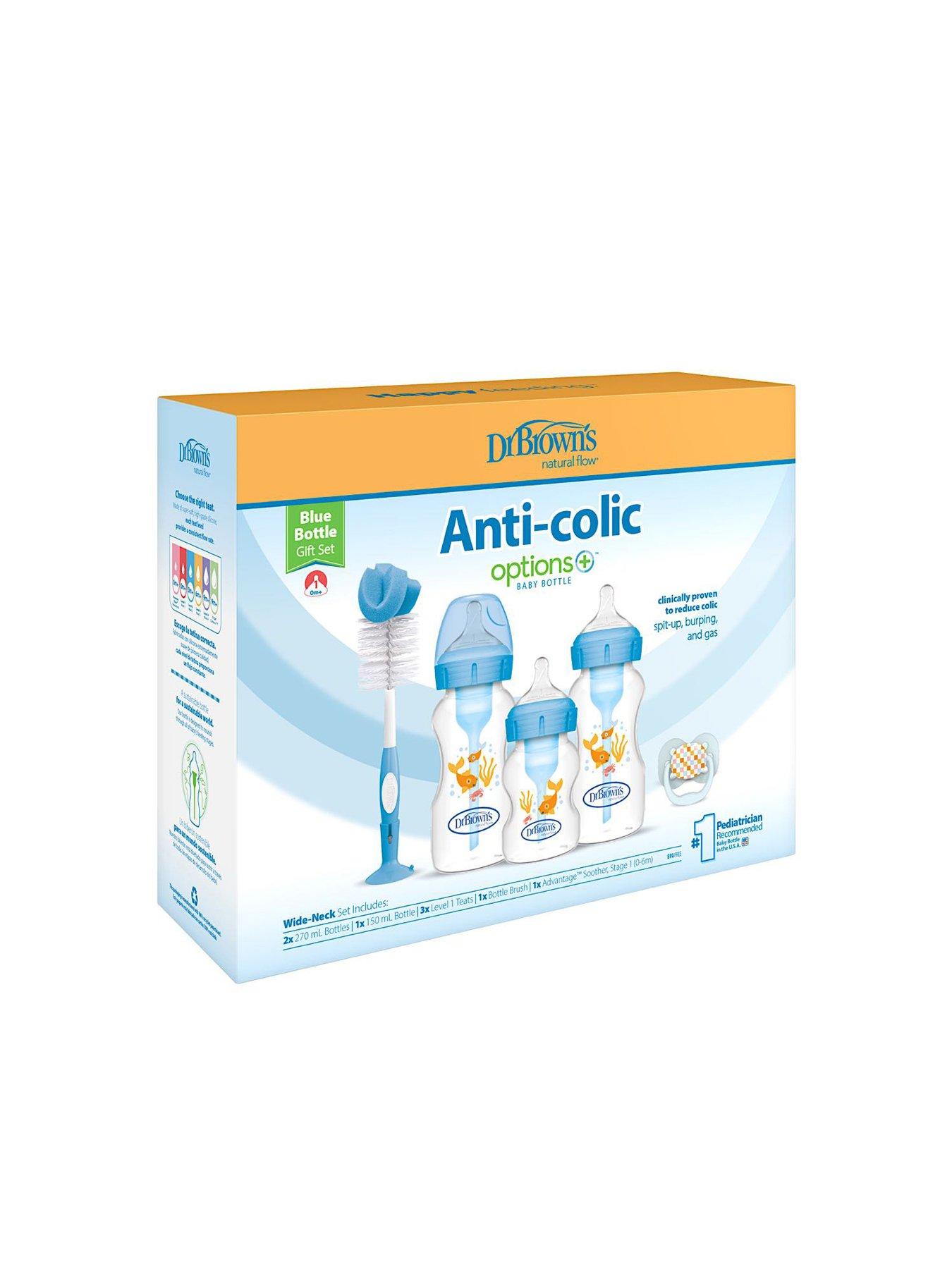 undefined Options+ Gift Set Blue (1x 150ml bottle, 2x 270ml bottle, bottle brush & dummy)