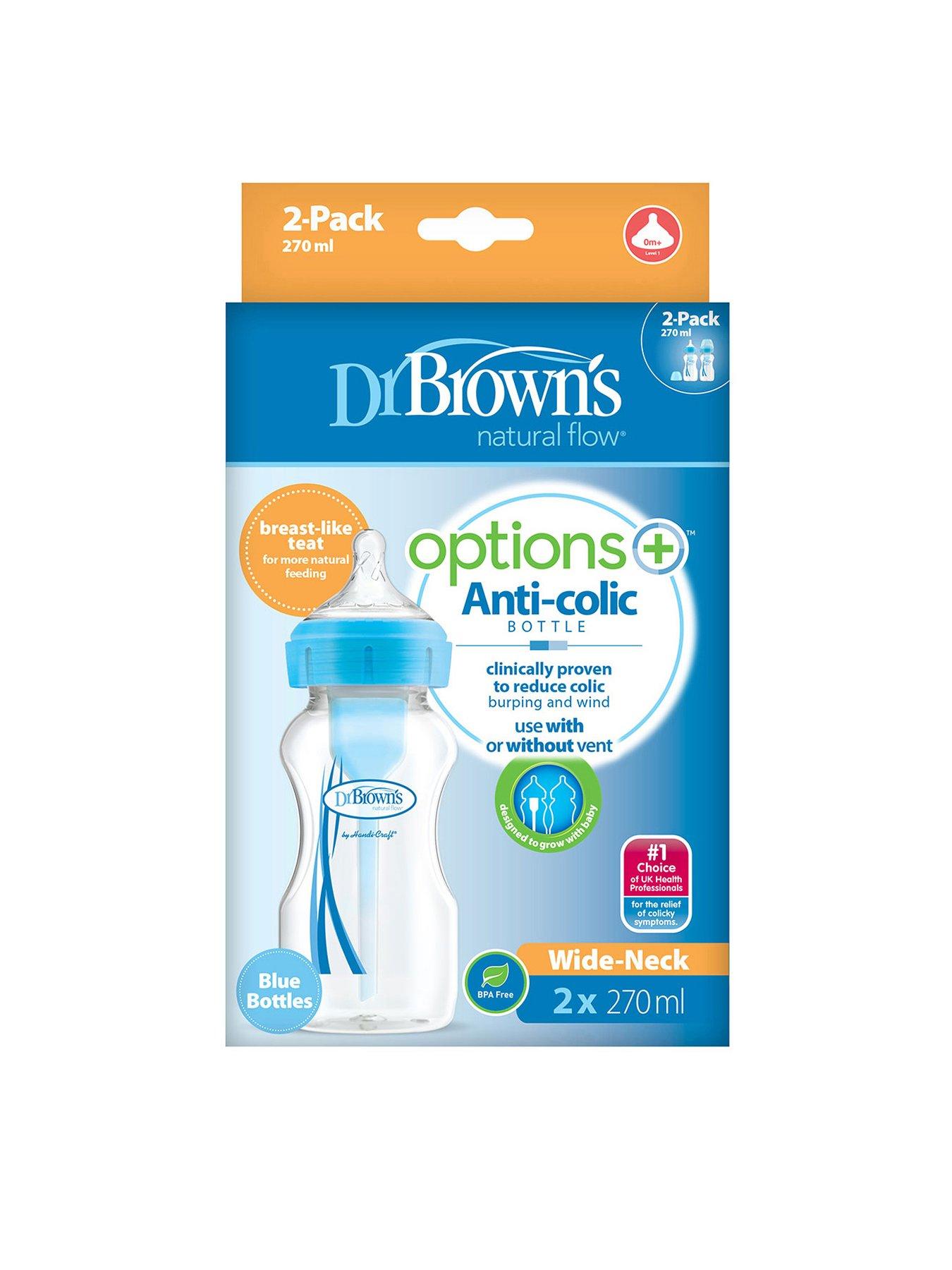 Image 2 of 3 of Dr Browns Options+ 270ml Feeding Bottles 270ml 2 Pack, Blue