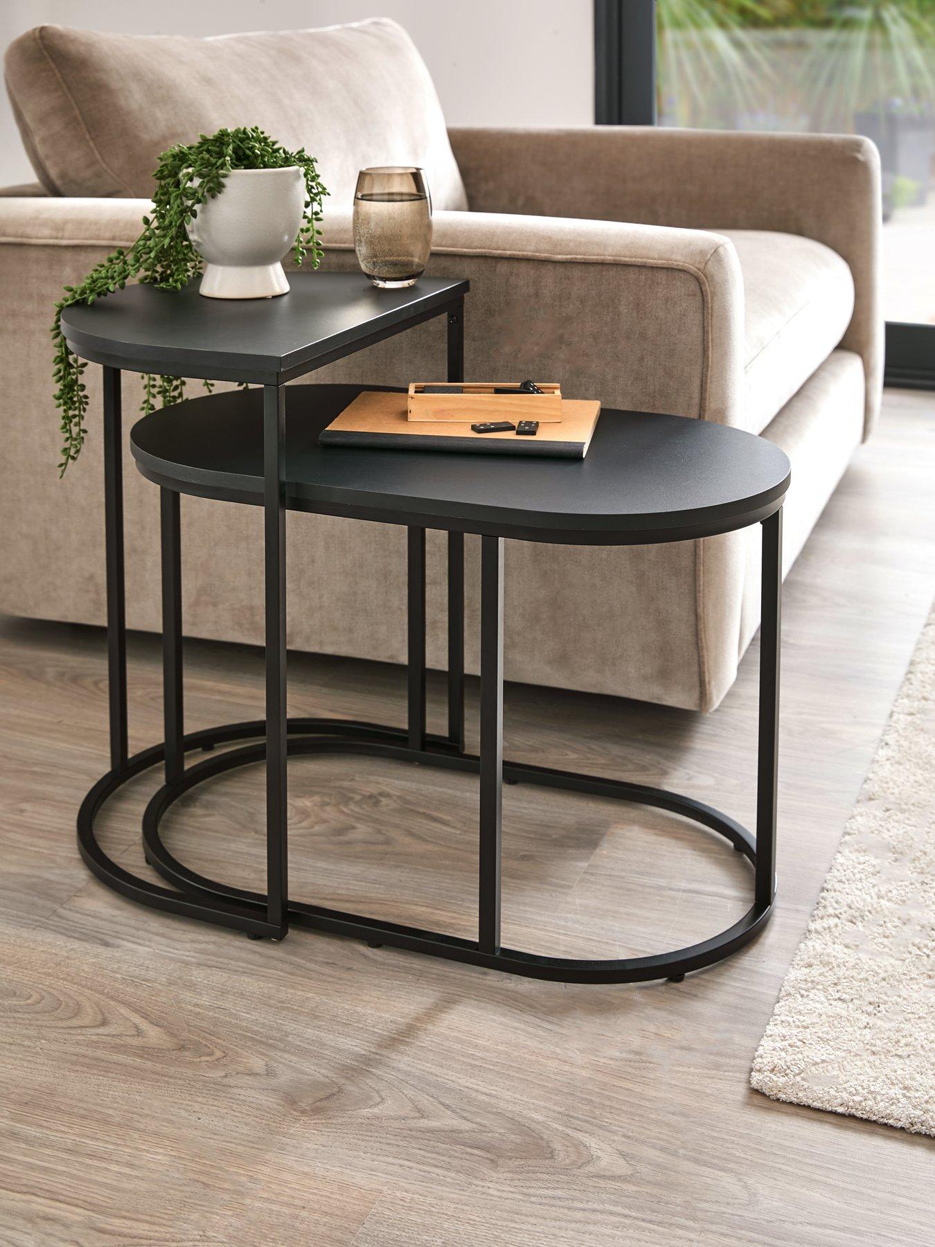 undefined Hava Nest of 2 Sofa Side Tables - Black