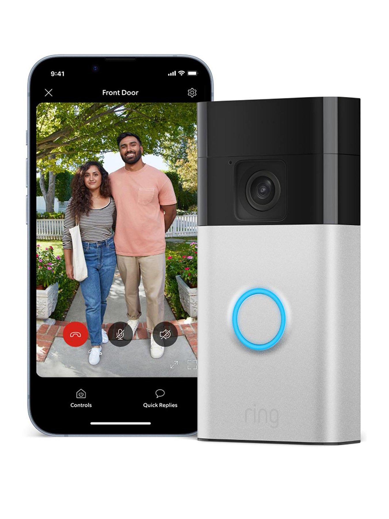 RING Video Doorbell (3rd Gen) Satin Nickel and Amazon Echo Pop