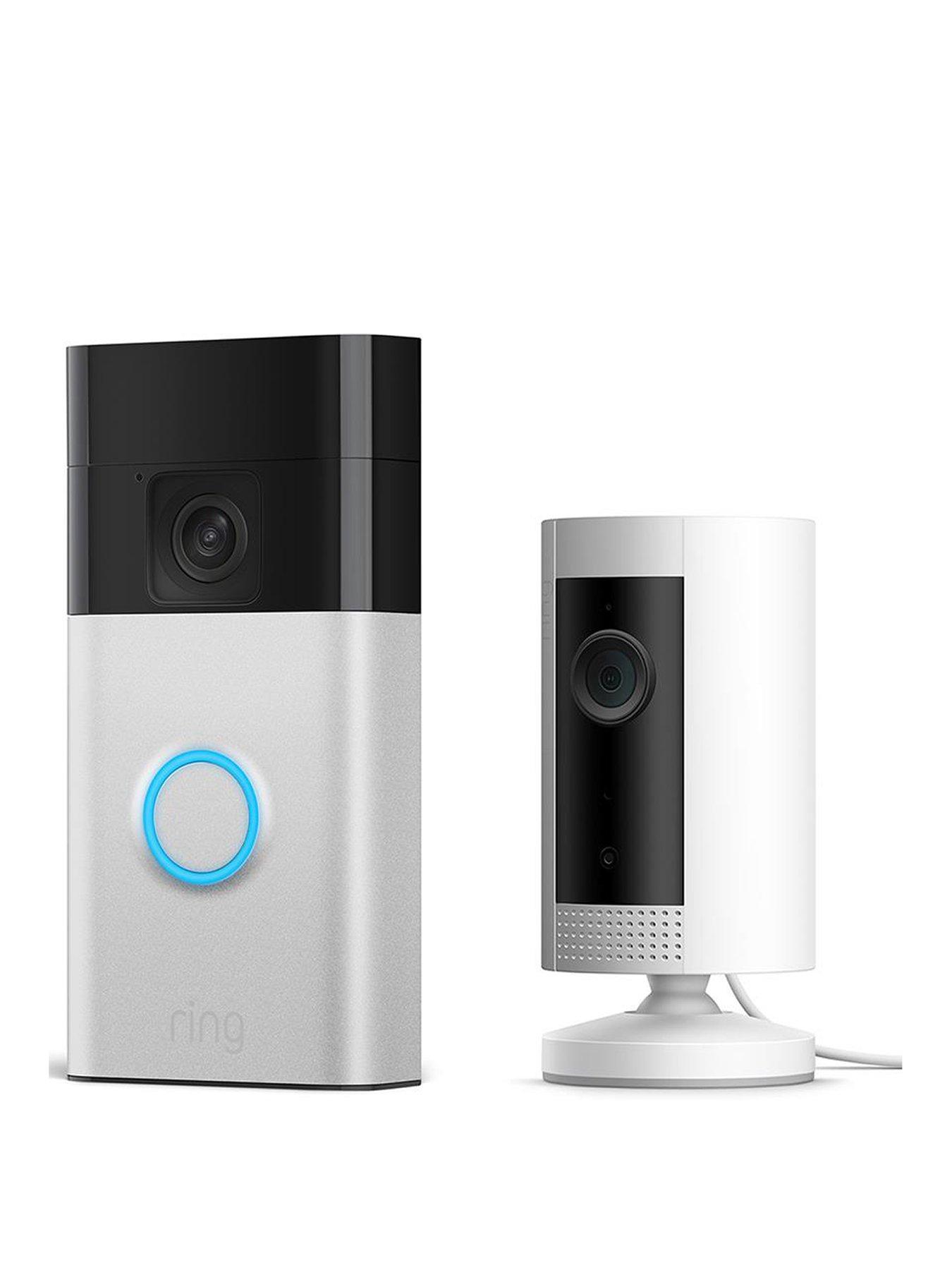 Image 1 of 8 of RING Video Doorbell (3rd Gen) Satin Nickel and Indoor Cam White Security Camera