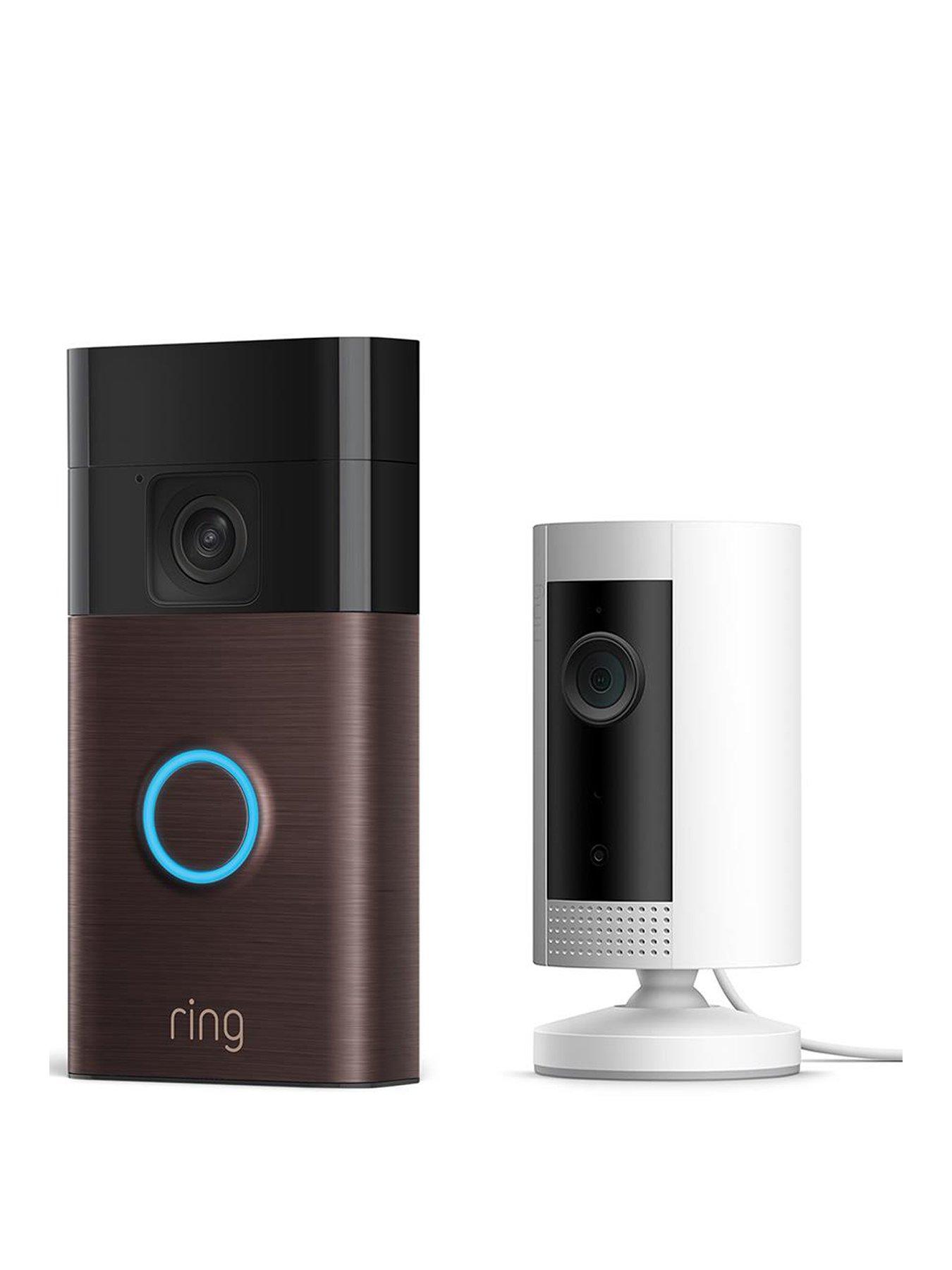 RING Video Doorbell (3rdGen) Venetian Bronze and Indoor Cam White Security Camera