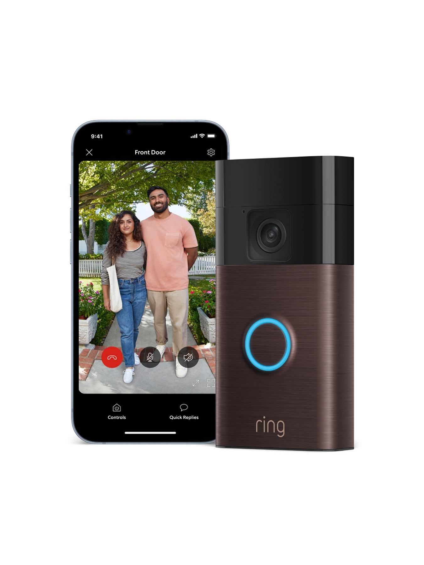 Image 2 of 8 of RING Video Doorbell (3rdGen) Venetian Bronze and Indoor Cam White Security Camera