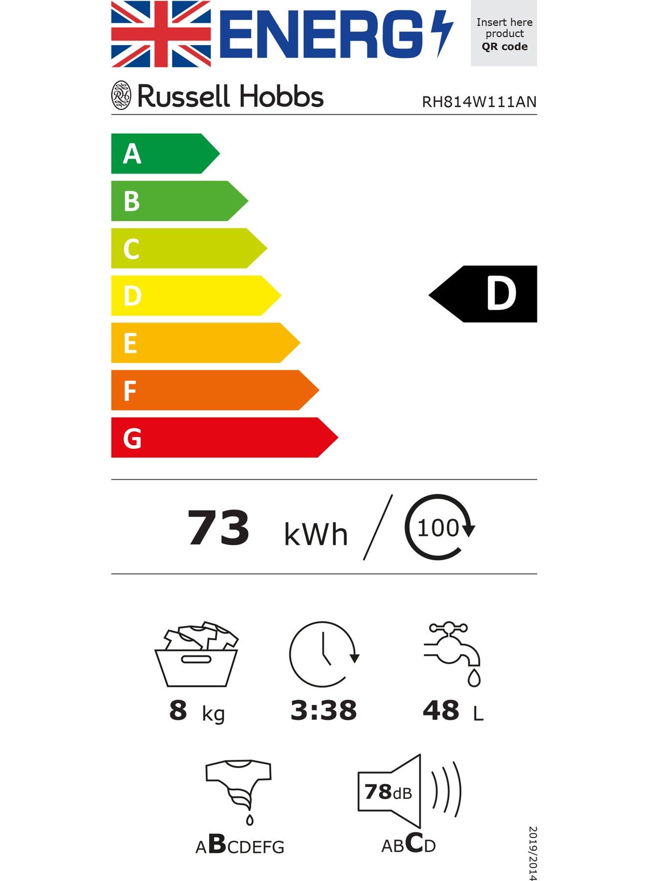 Image 7 of 8 of Russell Hobbs RH814W111AN 11 Series&nbsp;8kg Load,&nbsp;1400rpm Spin&nbsp;Washing Machine - Anthracite