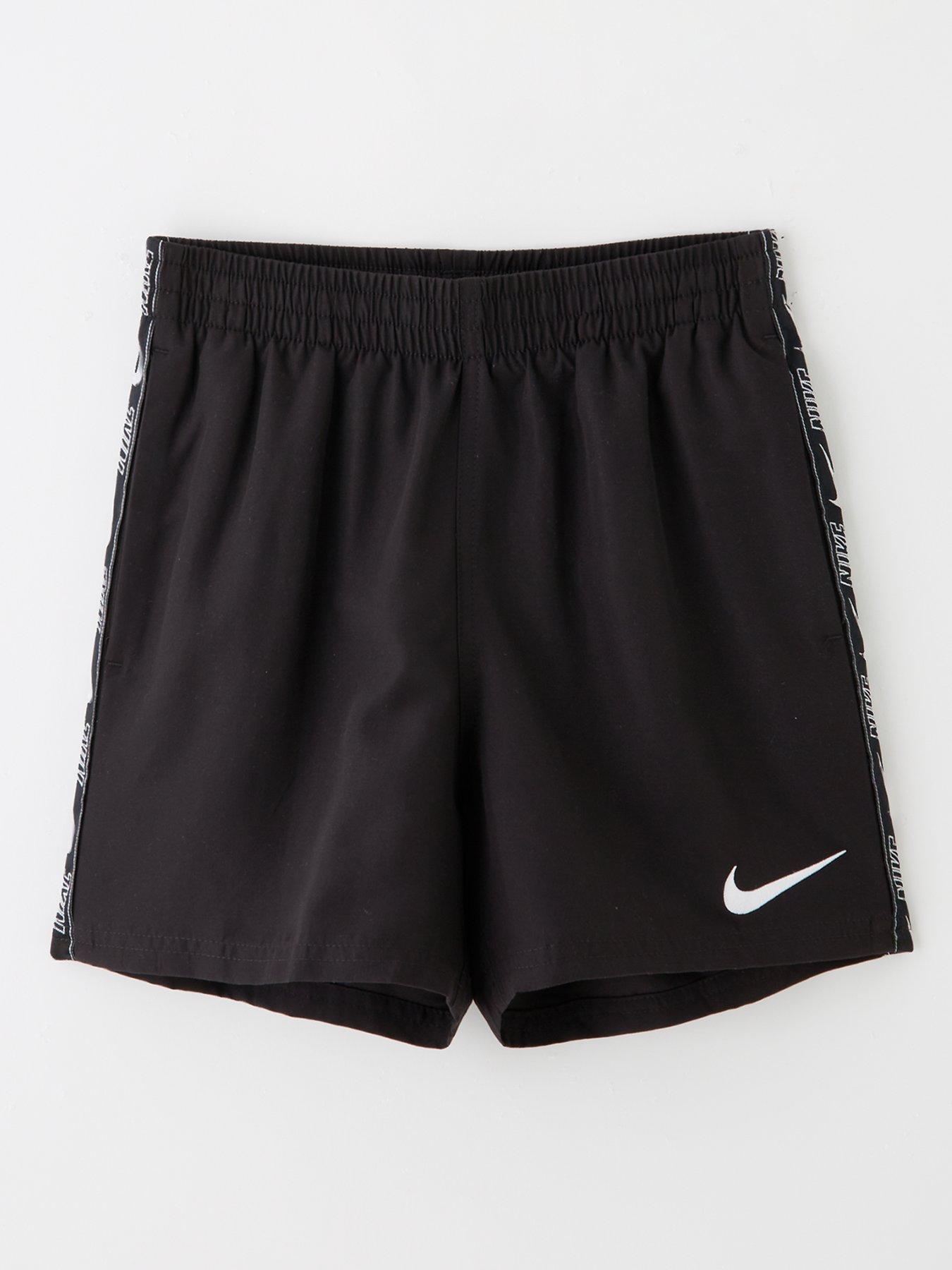 Image 1 of 4 of Nike Junior Boys 4 Inch Logo Taping Volley Swim Short - Black