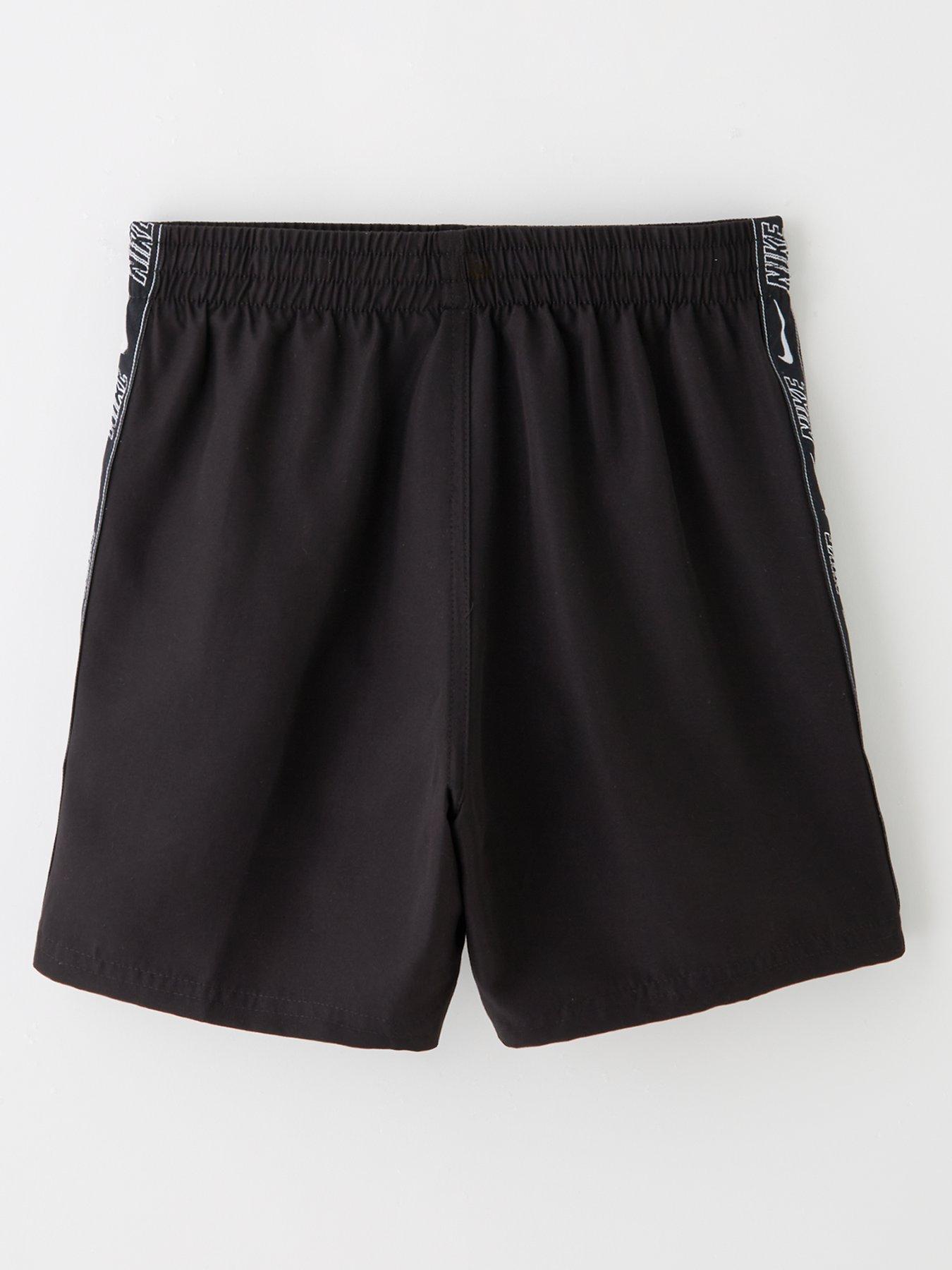 Image 2 of 4 of Nike Junior Boys 4 Inch Logo Taping Volley Swim Short - Black