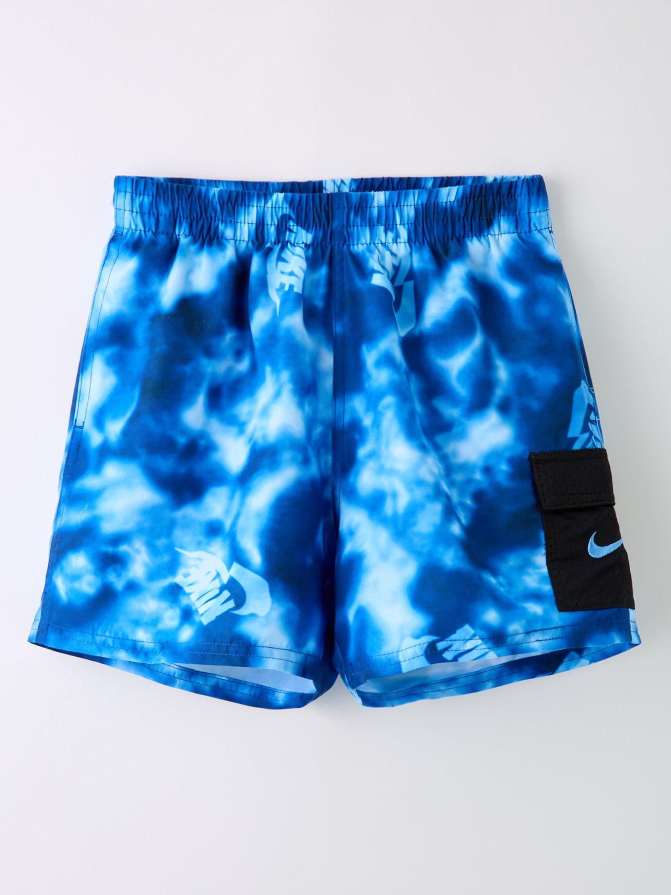 undefined Junior Boy's 4 Inch Water Tie Dye Cargo Volley Short - Blue