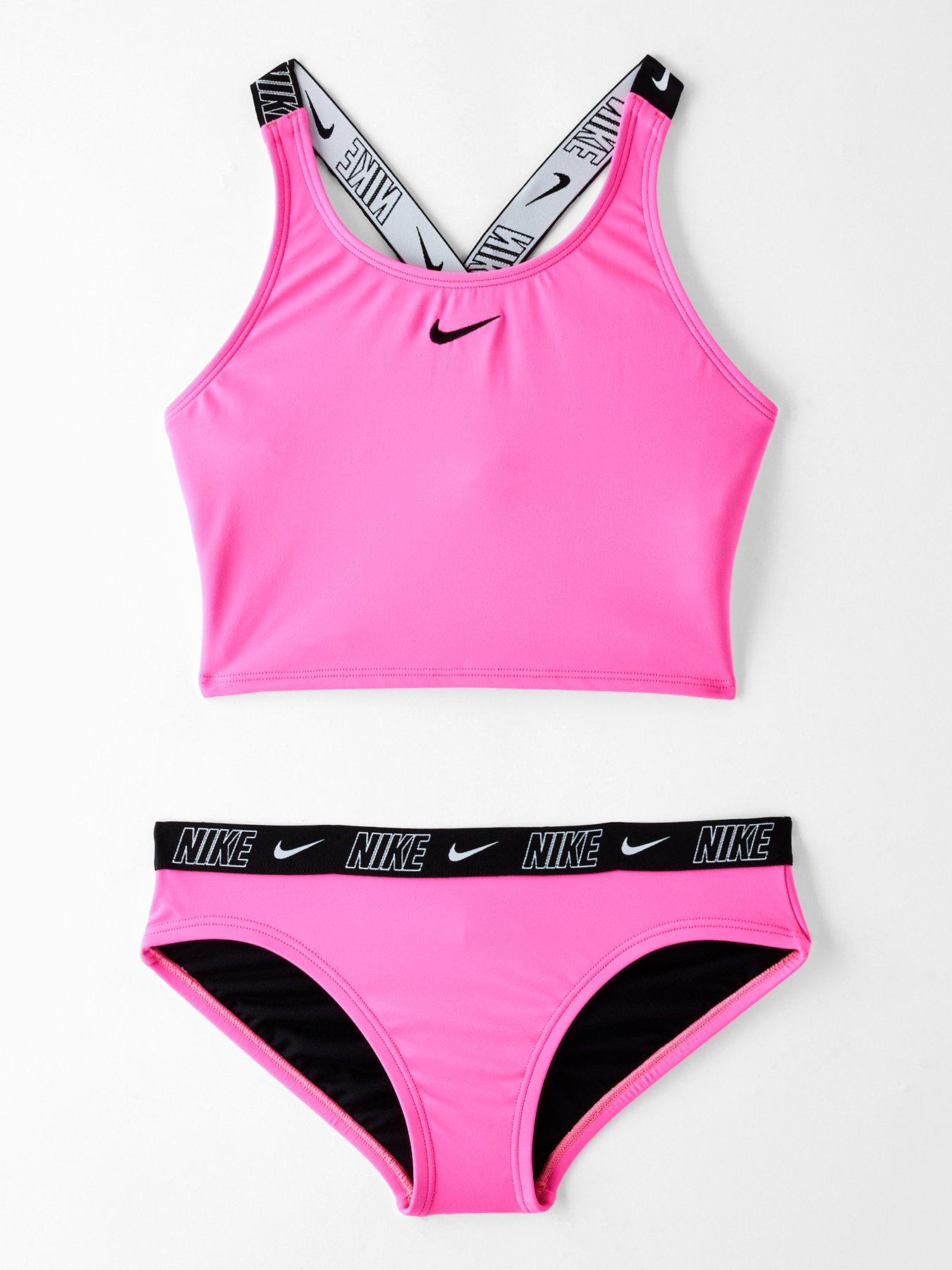 Image 1 of 4 of Nike Girls Logo Taping Racerback Short Set - Pink