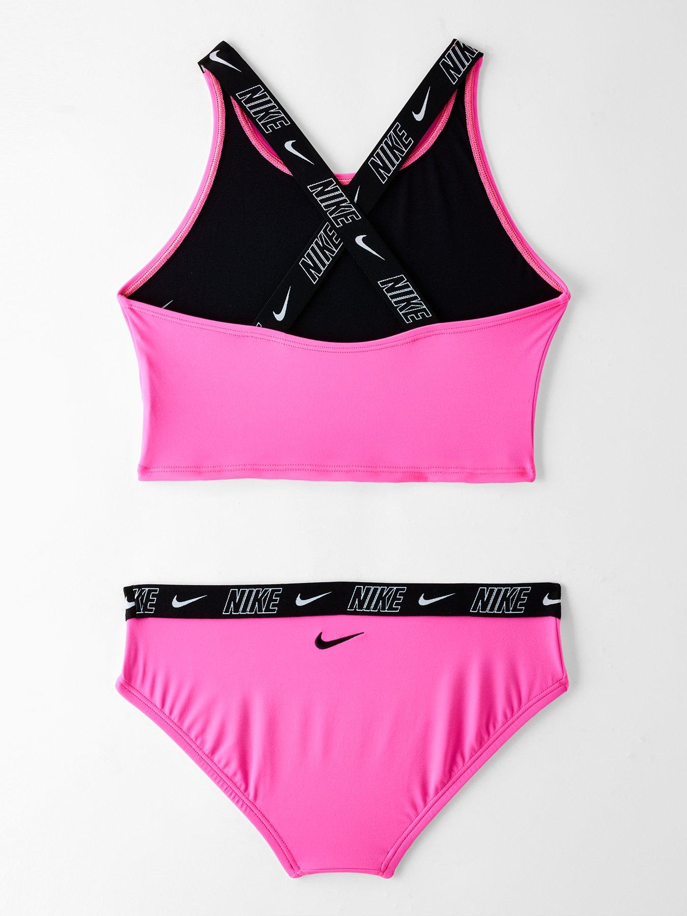 Image 2 of 4 of Nike Girls Logo Taping Racerback Short Set - Pink