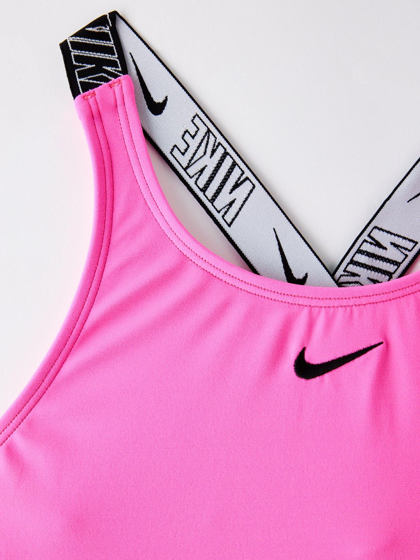 Image 3 of 4 of Nike Girls Logo Taping Racerback Short Set - Pink