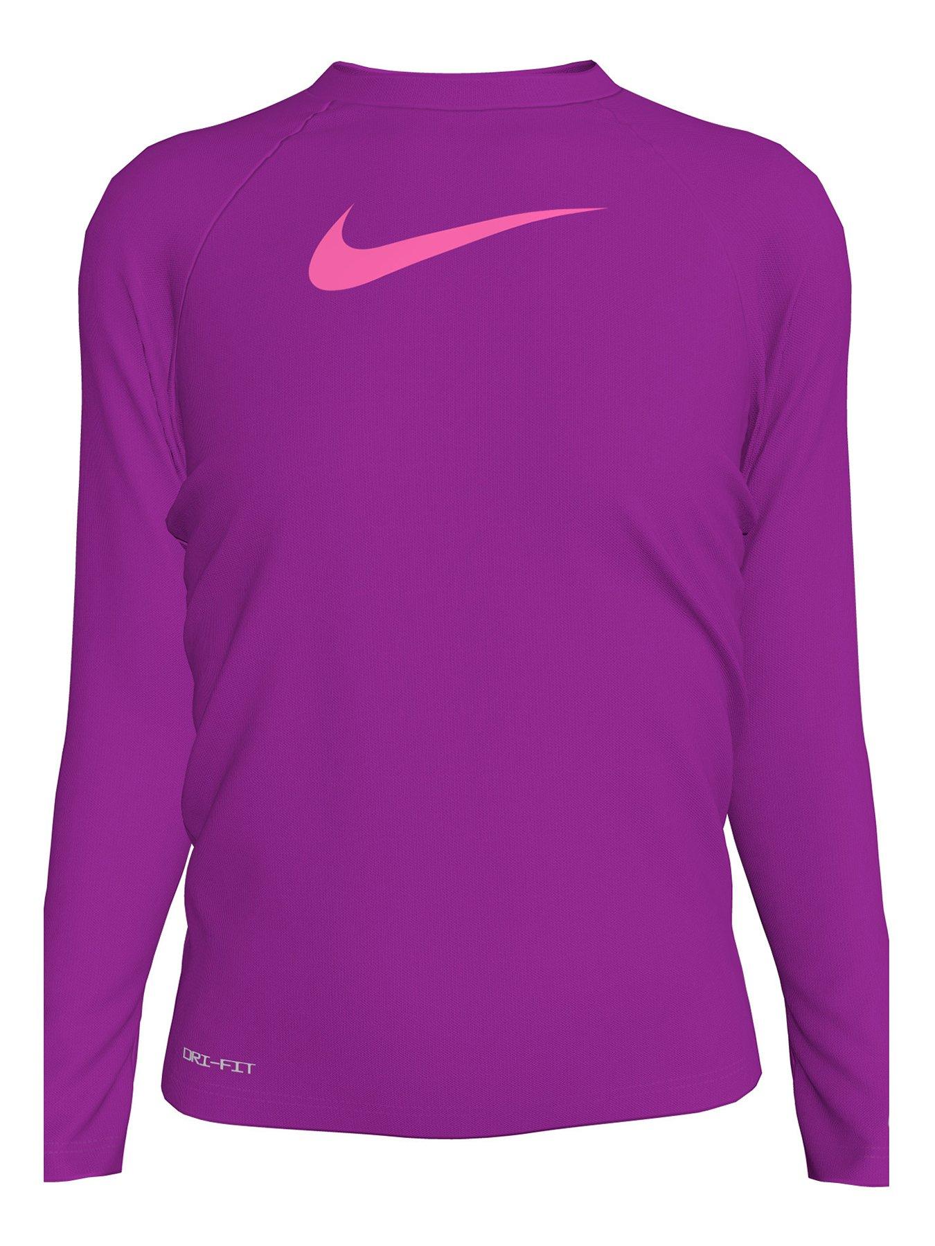 undefined Girls Swoosh Long Sleeve Hydroguard T Shirt - Purple