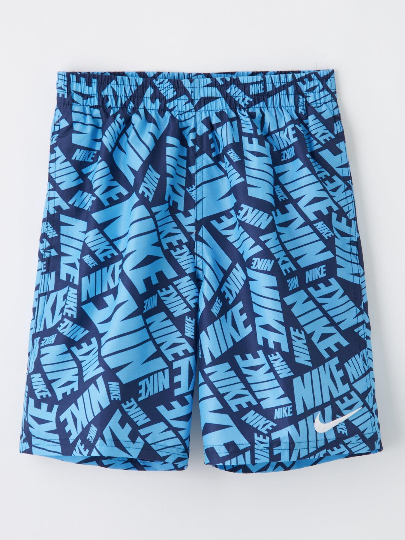 undefined Junior Boy's 7 Inch Tossed Black Volley Short-BLUE