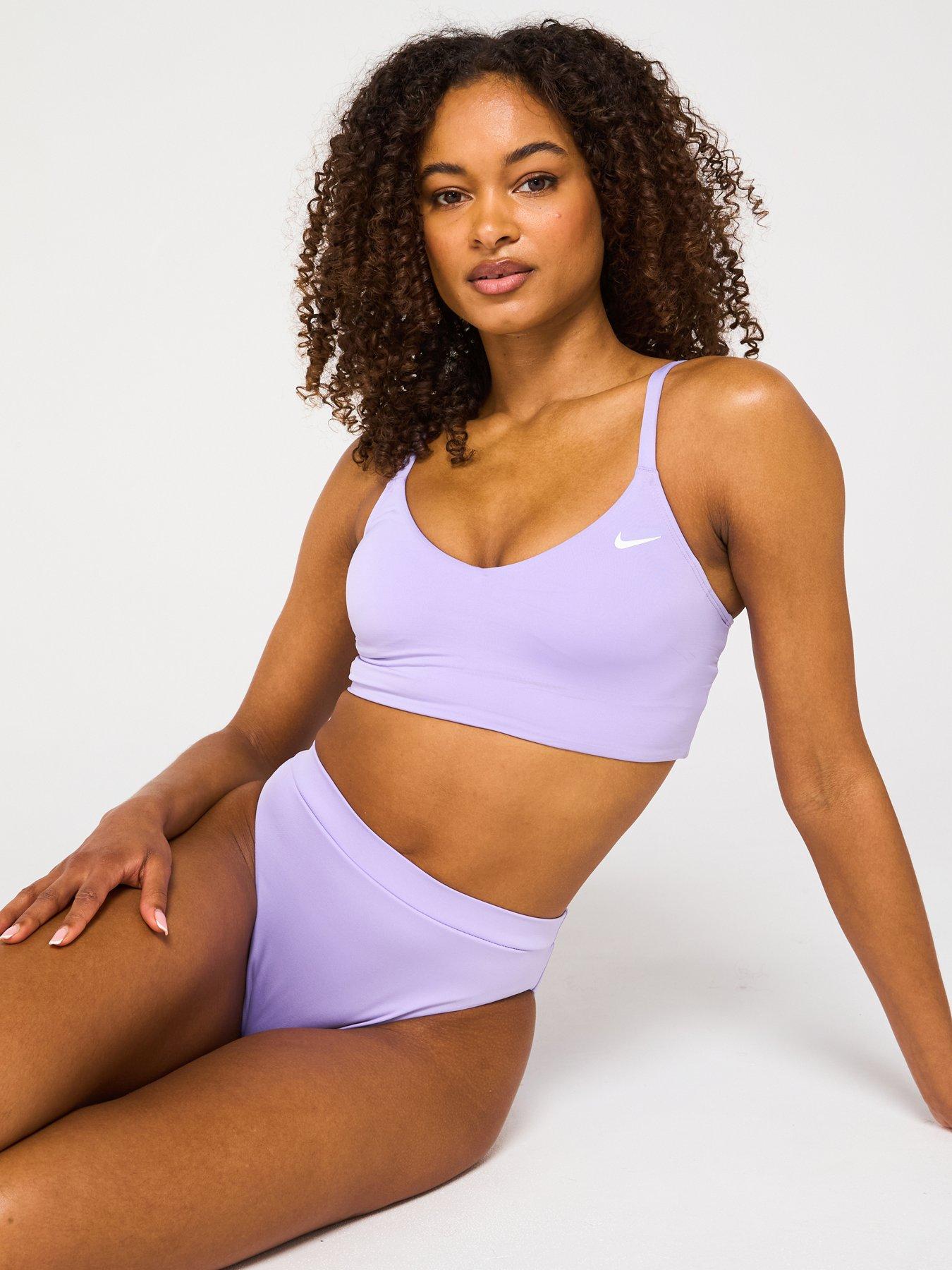 Image 1 of 5 of Nike Womens Essential V Neck Midkini Swim Top - Purple