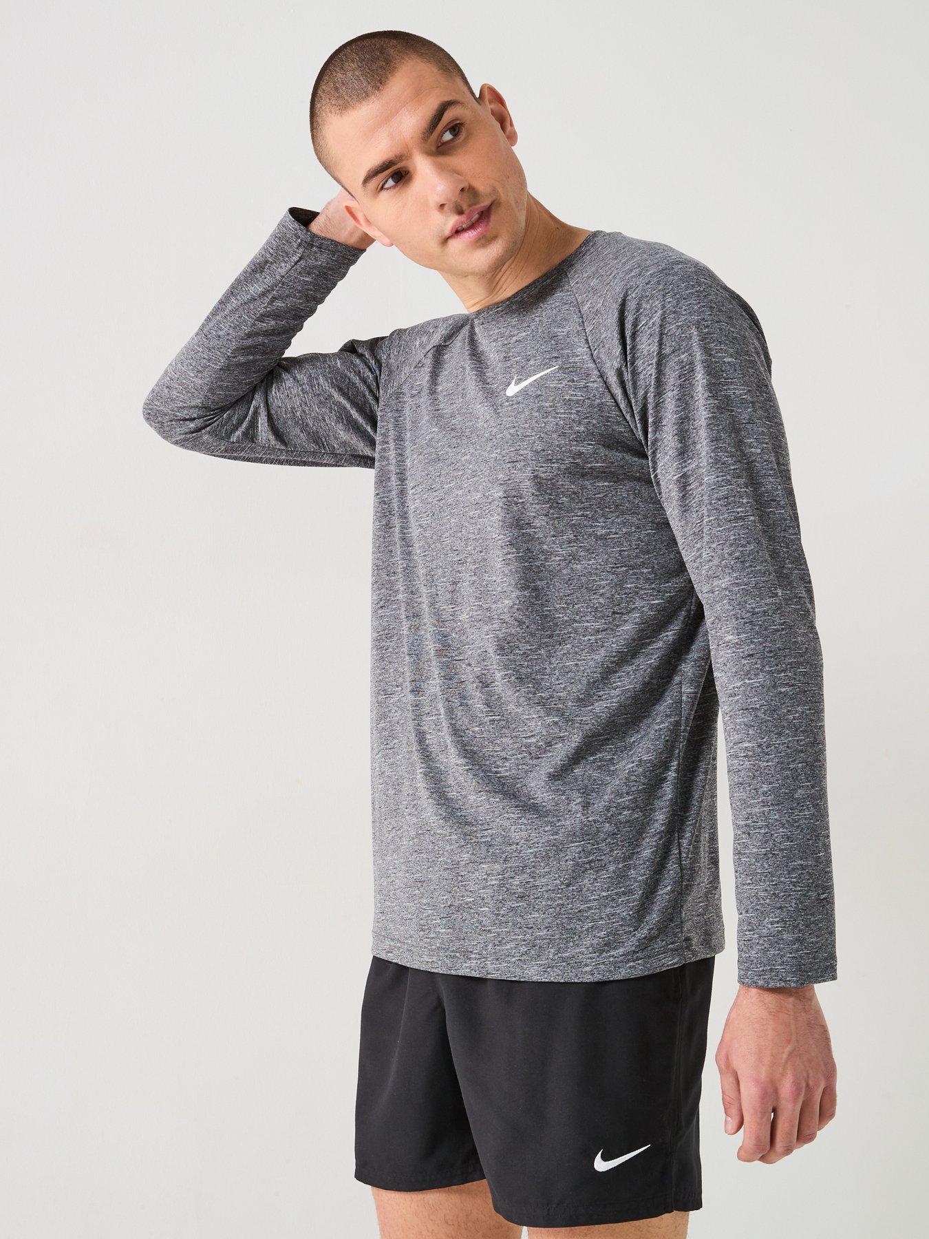 Nike Mens Heather Long Sleeve Hydroguard T Shirt - Black