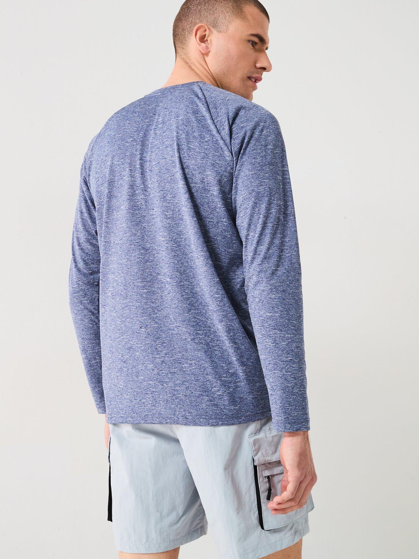 Image 2 of 4 of Nike Mens Heather Long Sleeve Hydroguard T Shirt - Navy