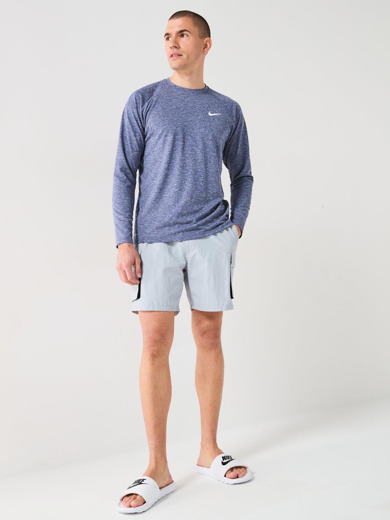 Image 3 of 4 of Nike Mens Heather Long Sleeve Hydroguard T Shirt - Navy