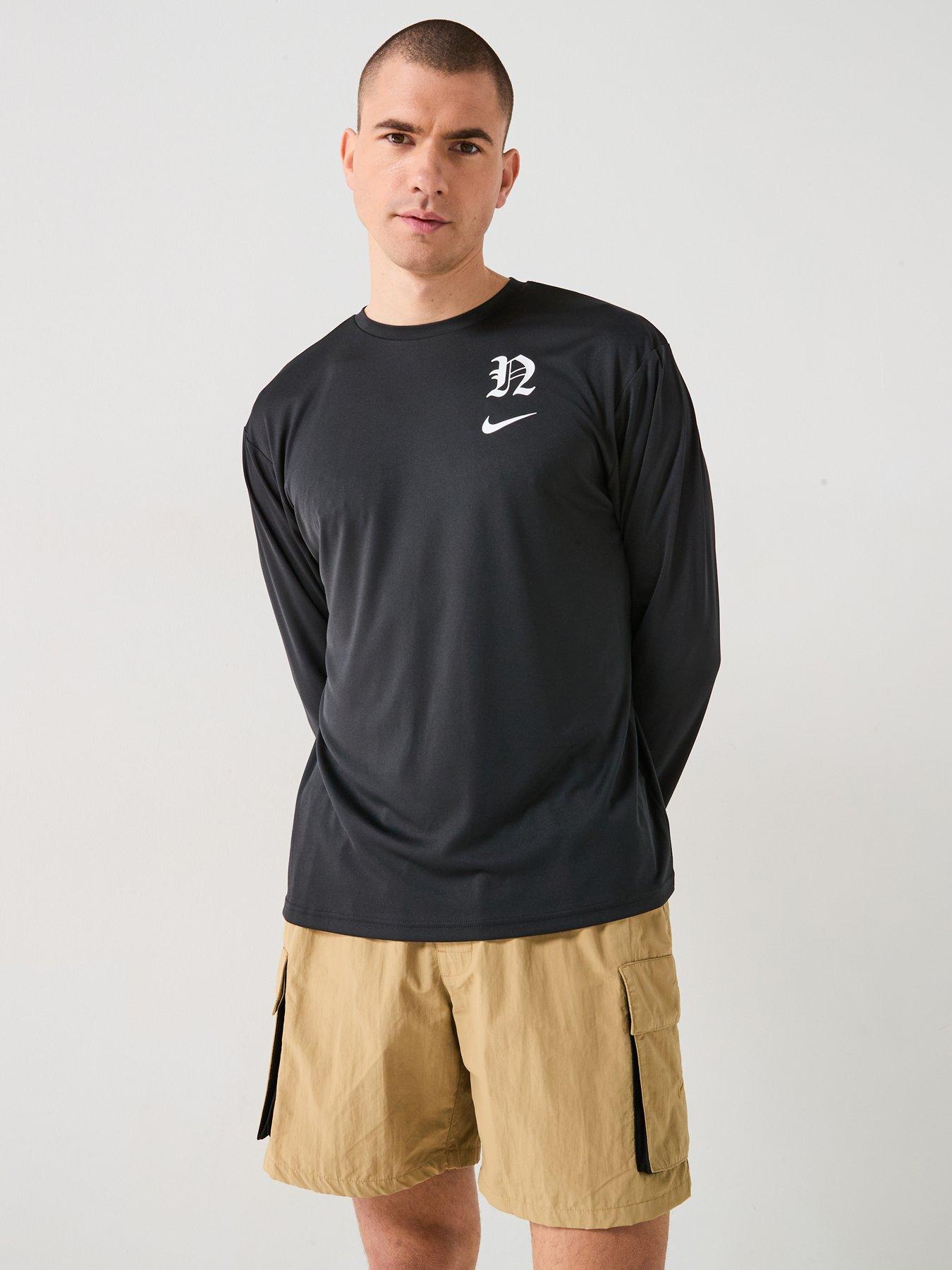 Nike Mens Lux Letter Long Sleeve Hydroguard T Shirt - Black