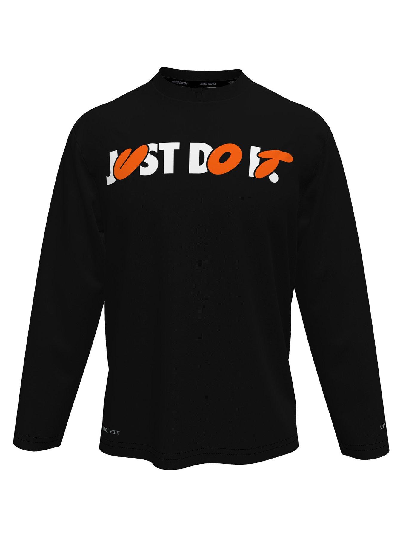 Nike Junior Boys Swim Long Sleeve Hydroguard T Shirt - Black