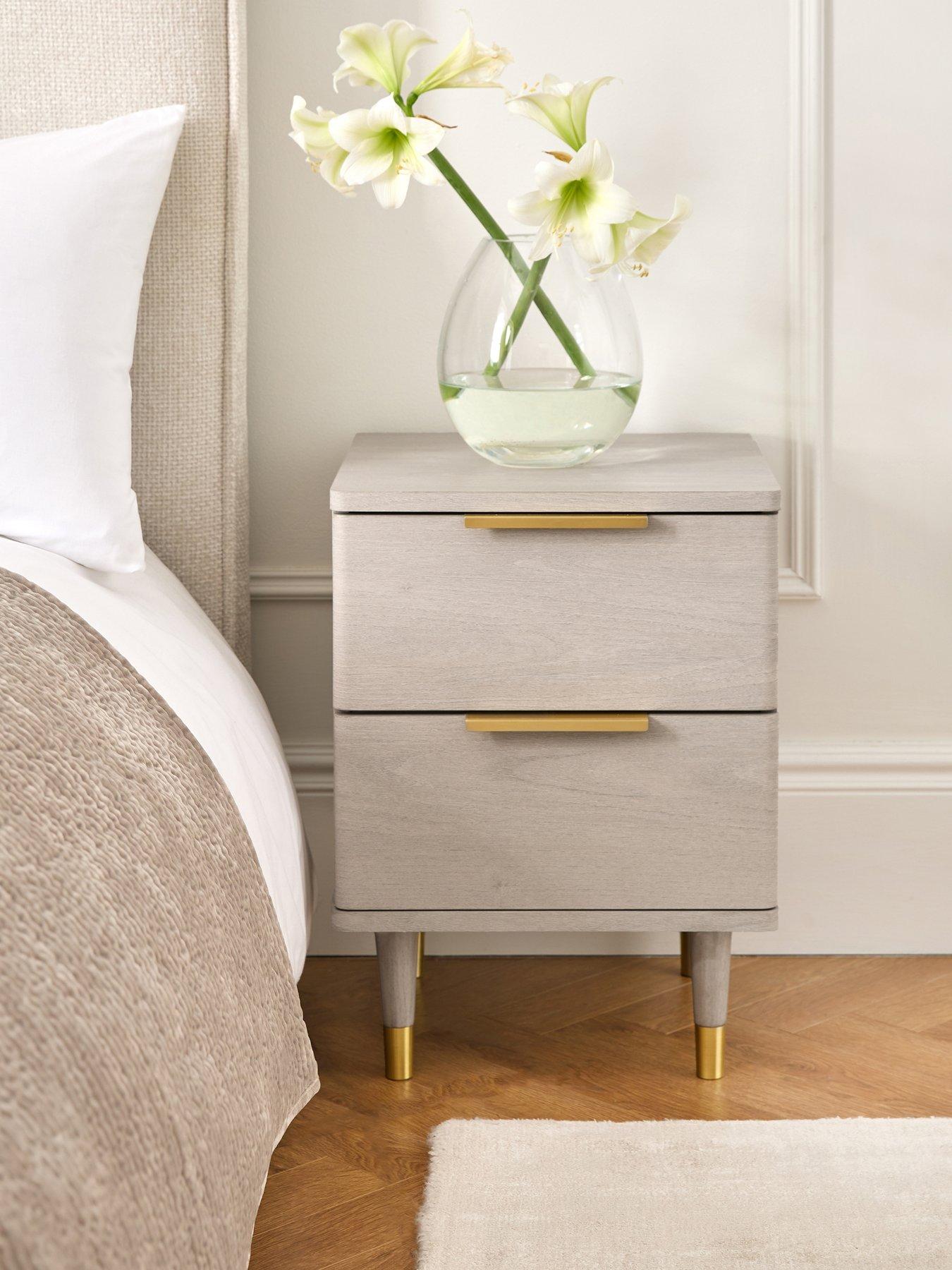 undefined Enna 2 Drawer Bedside Chest - Grey Oak - FSC® Certified