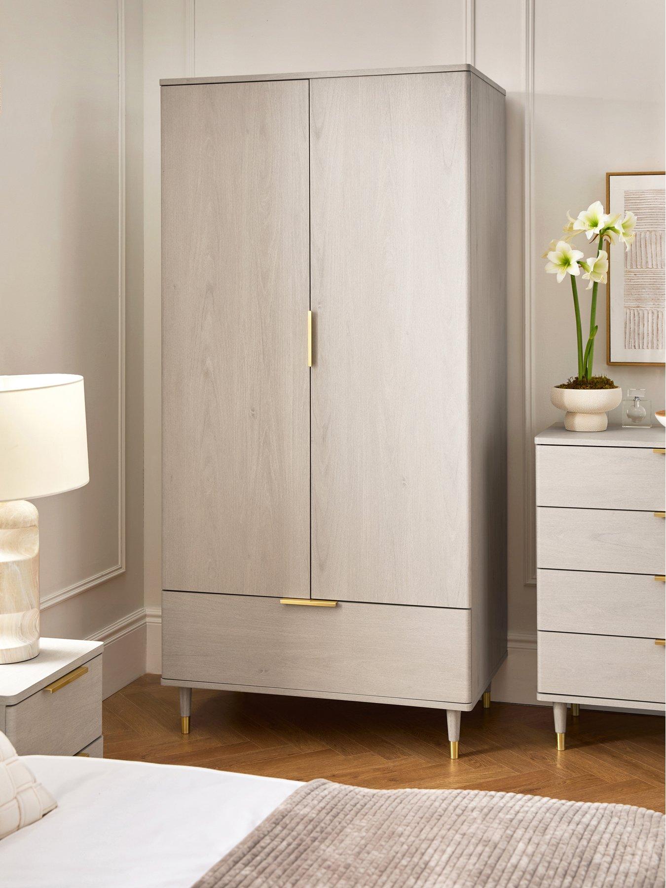 undefined Enna 2 Door, 1 Drawer Wardrobe - Grey Oak - FSC® Certified