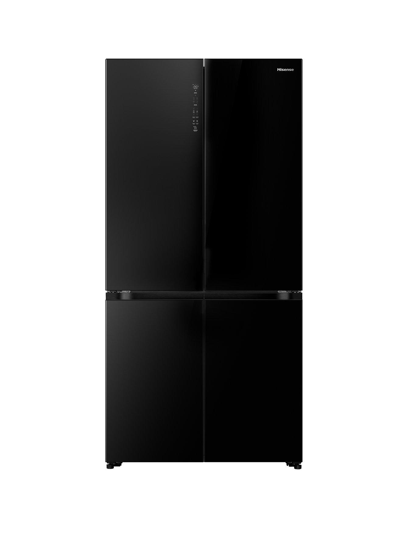 undefined RQ768N4GBE Kitchen Fit Total No Frost Multi-Door American Fridge Freezer - Black Glass