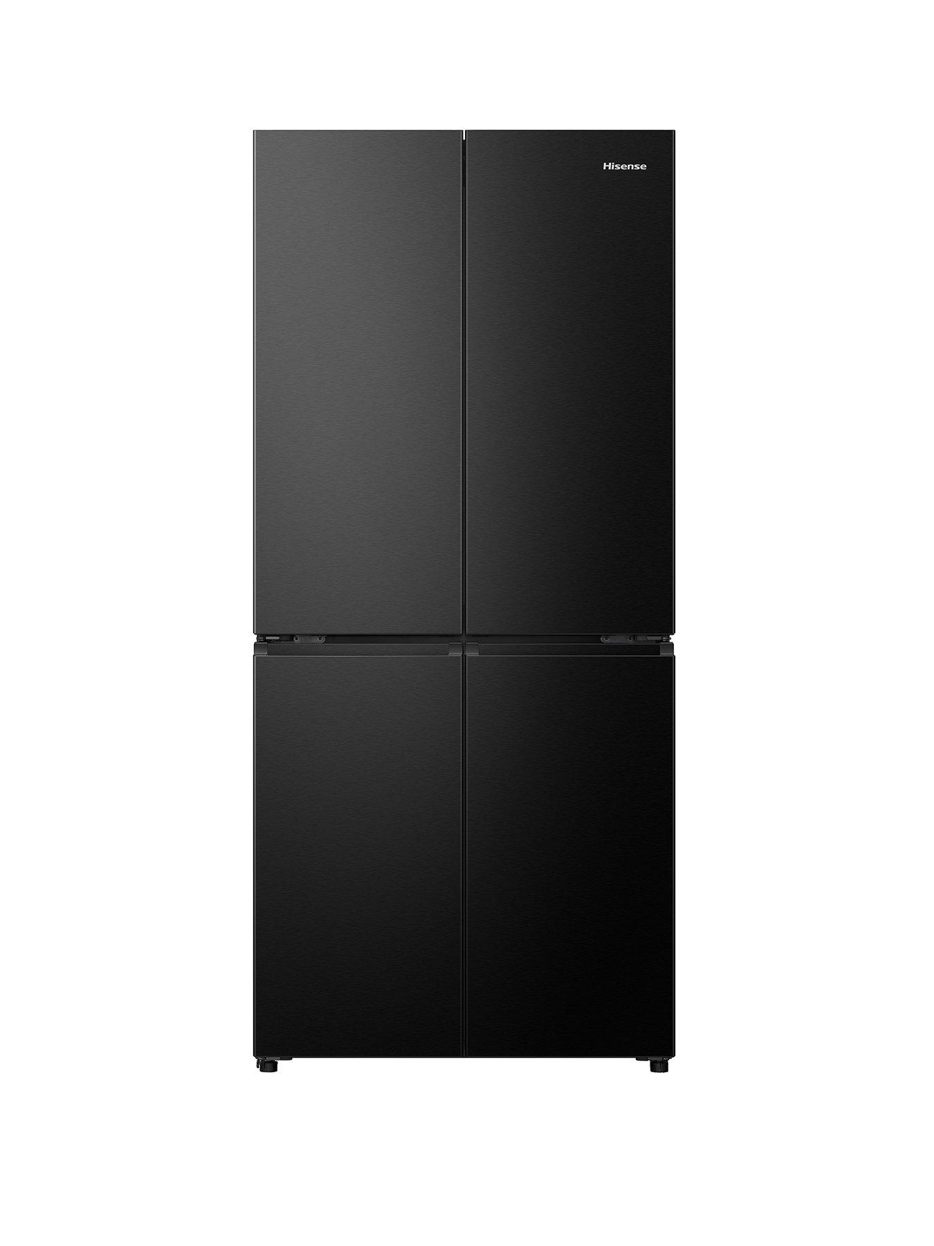 undefined PureFlat RQ5P470SAFD 80cm Wide Fridge Freezer - Black Stainless Steel - D rated